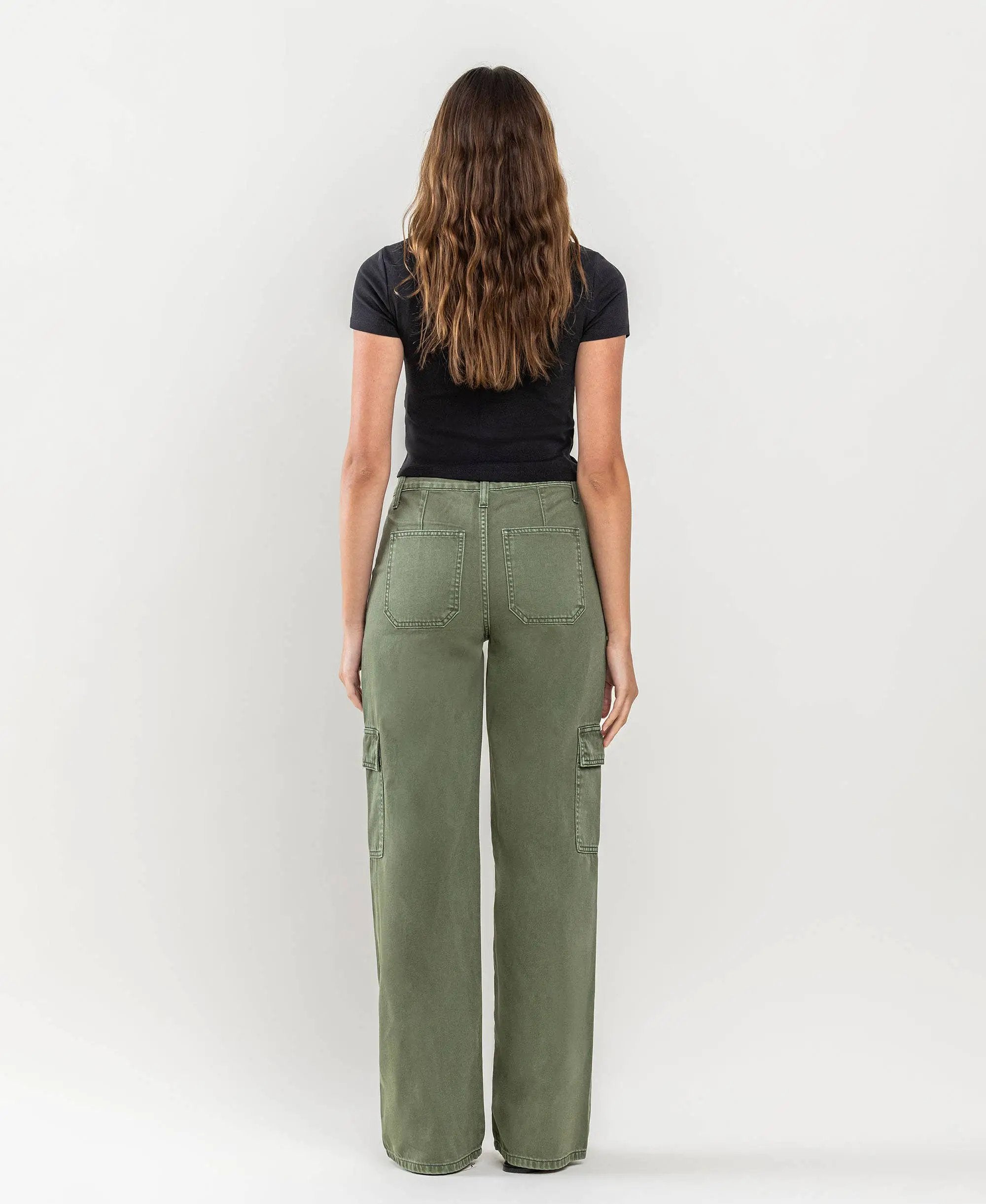 VERVET by FLYING MONKEY Vervet High Rise Utility Cargo Wide Leg Jeans - Jeans
