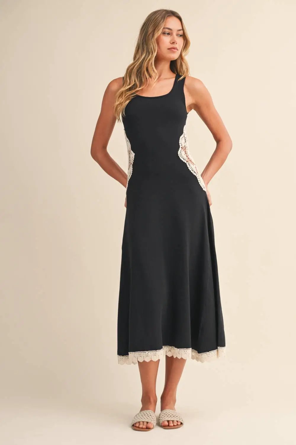 Klesis The Nightspell Crochet Panel Flare Dress - Dresses