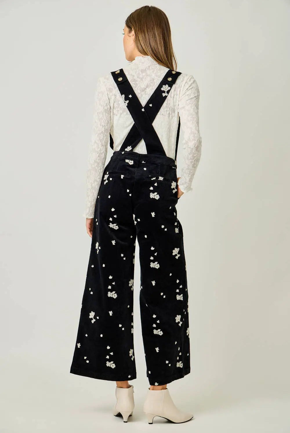 Mystree The Midnight Meadow Embroidered Corduroy Jumpsuit - One-Pieces