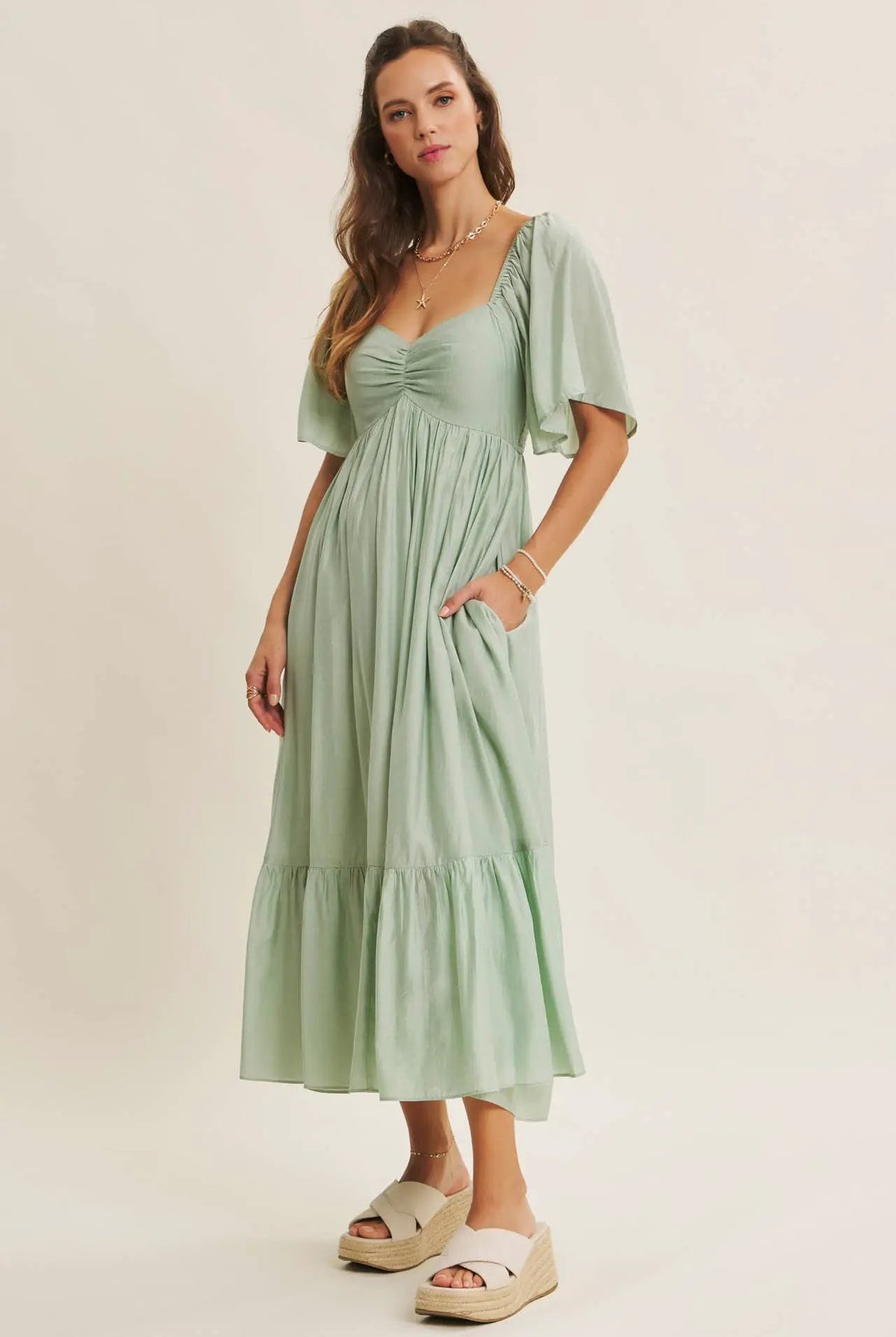 in february The Soft Breeze Mint Midi Dress - Sweaters