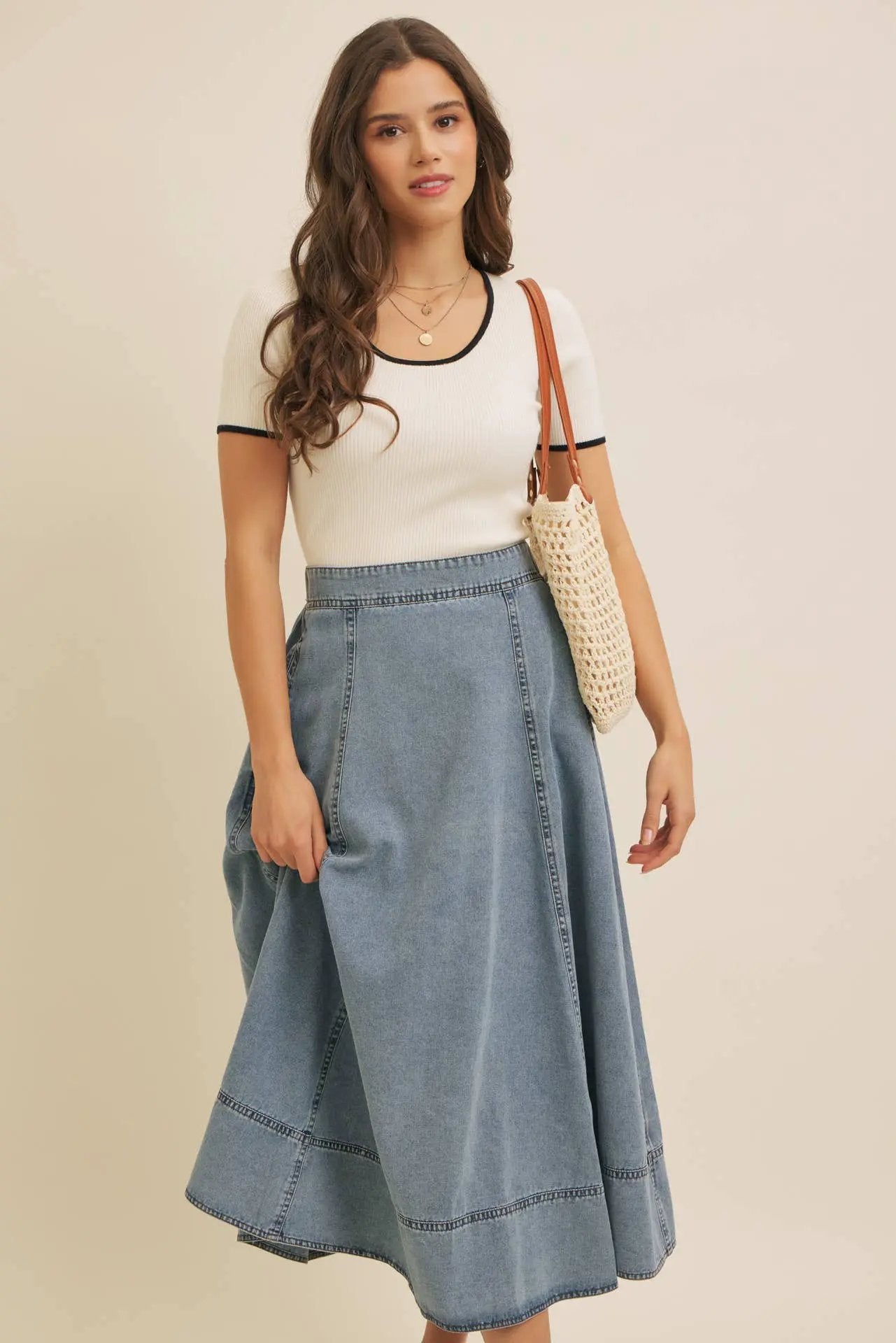 in february The Classic Charm Contrast Rib Sweater Top: Cream - Clothing Tops