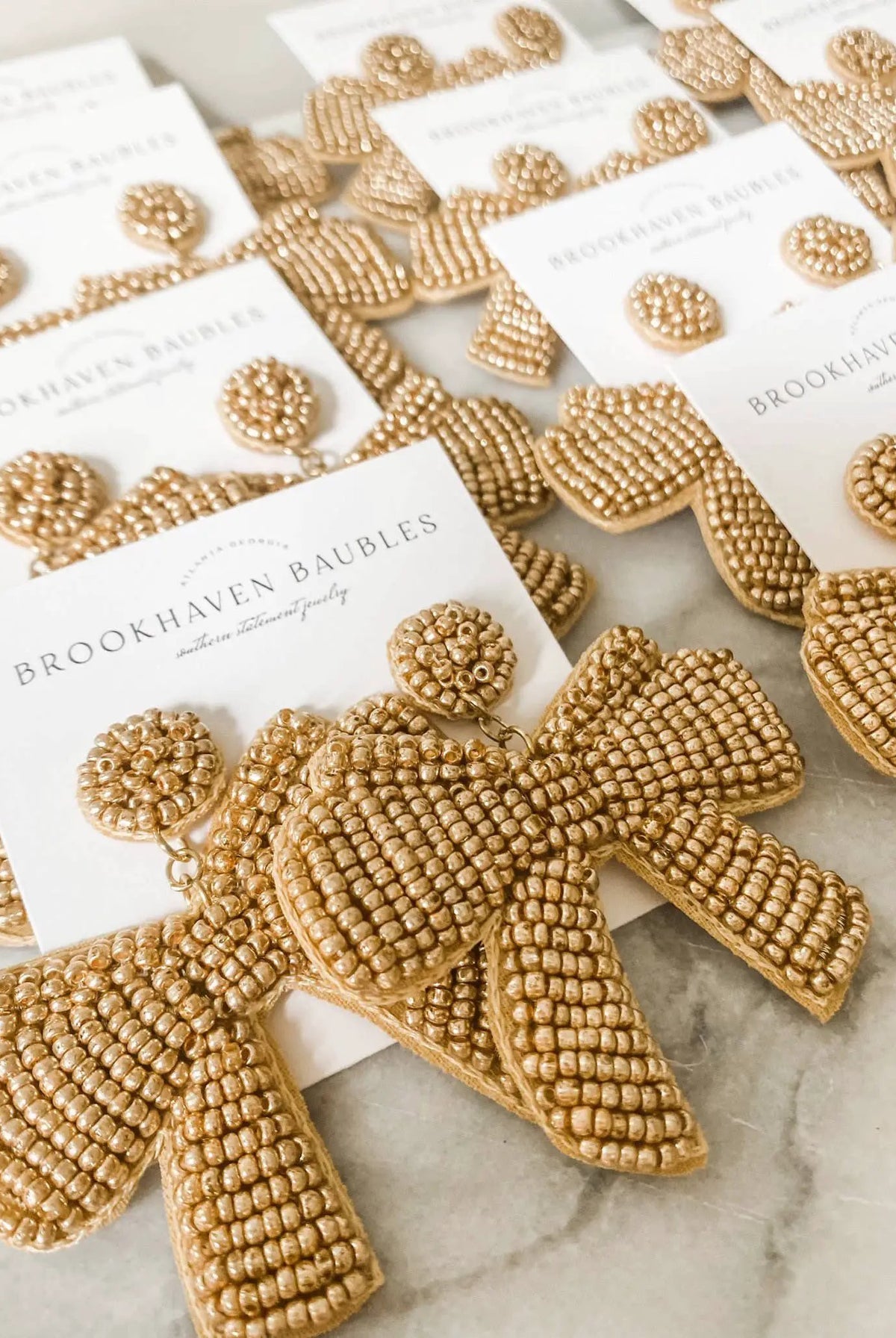 Brookhaven Baubles Gold Bow Beaded Statement Earrings - Earrings gold bow statement earrings