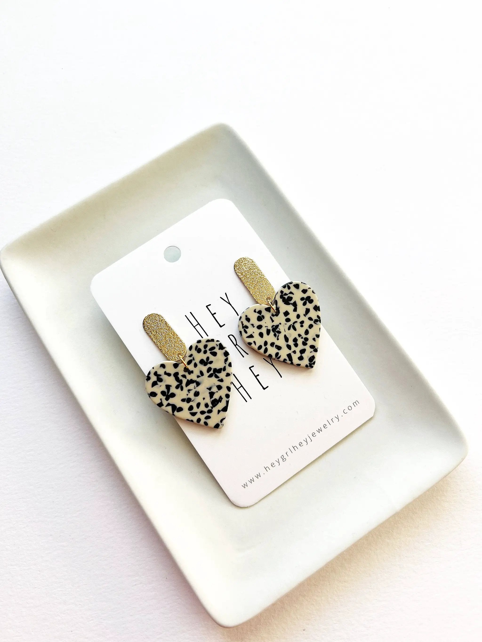 Hey Grl Hey Jewelry The Dalmatian Heart Earrings - Earrings
