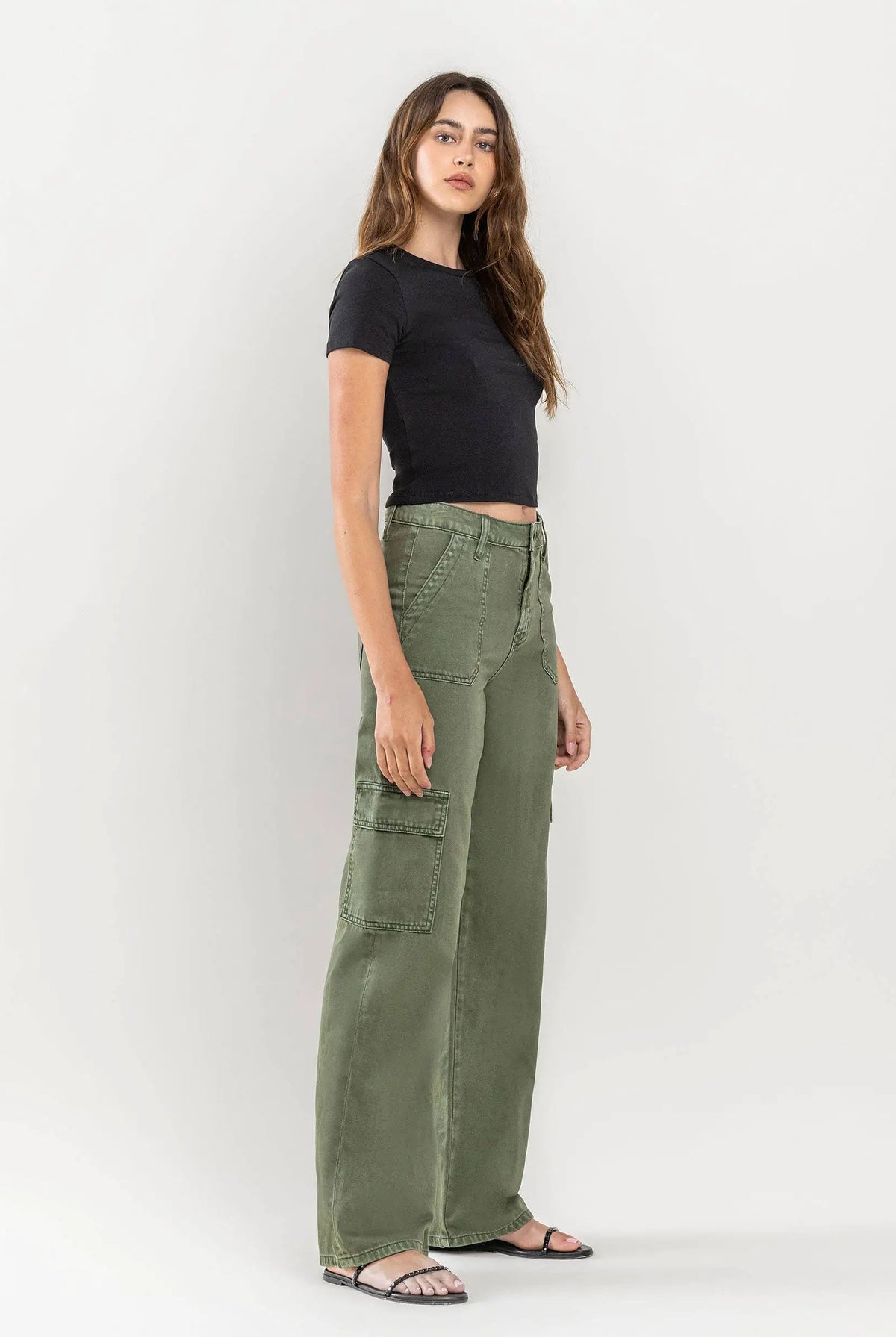 VERVET by FLYING MONKEY Vervet High Rise Utility Cargo Wide Leg Jeans - Jeans