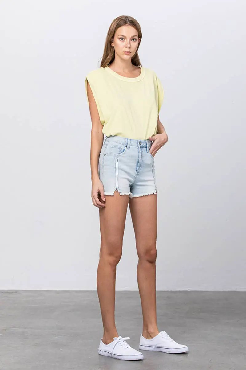 Insane Gene USA The Zipline High Rise Frayed Hem Denim Shorts - Jeans
