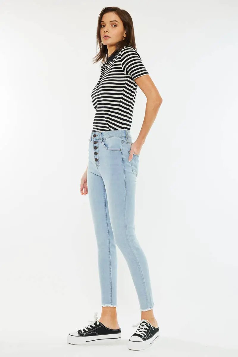 Nature Denim The High-Rise Button Fly Ankle Skinny - Light Wash - Jeans