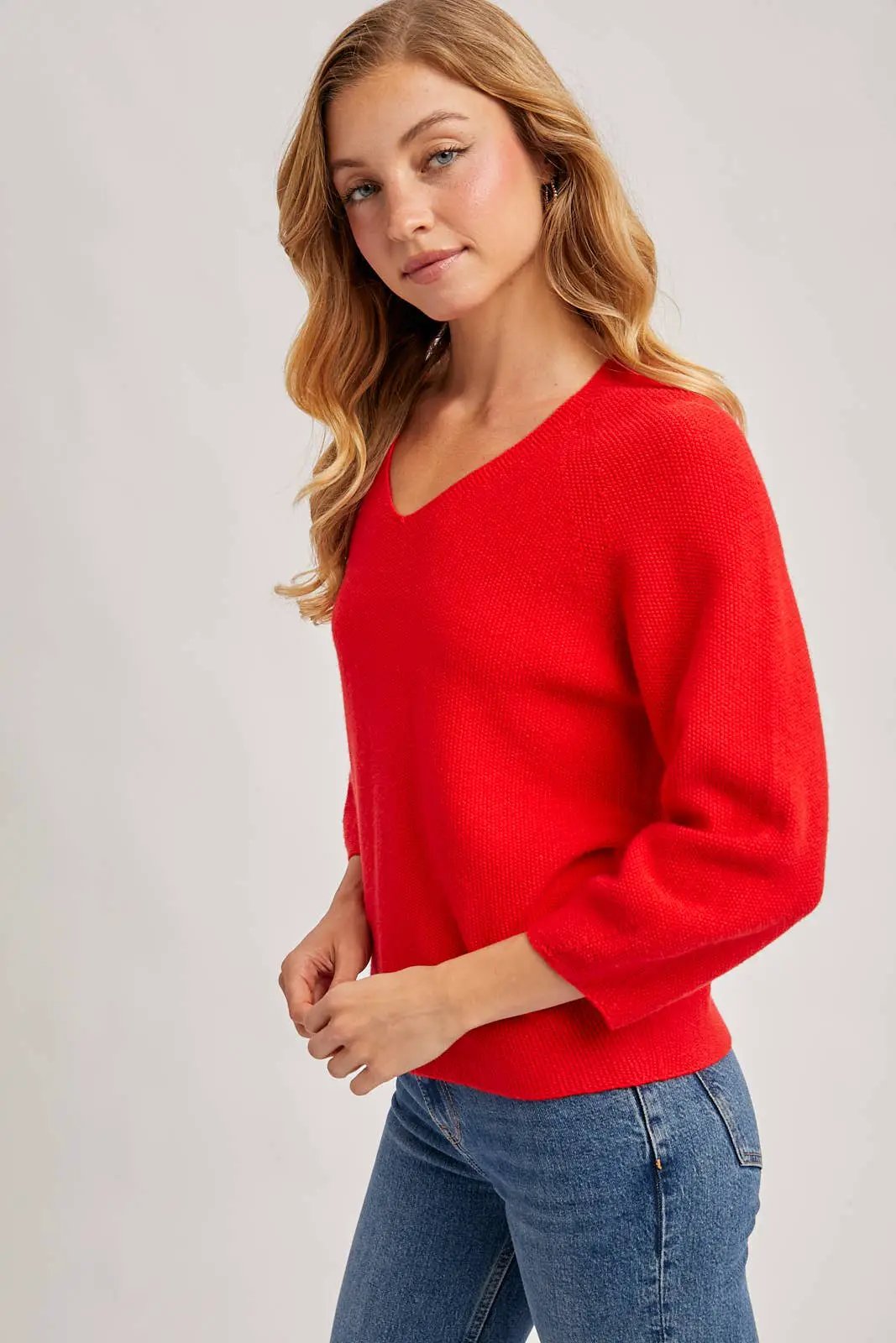 Bluivy The Scarlet Everyday Ease V-Neck Knit Sweater - Sweaters