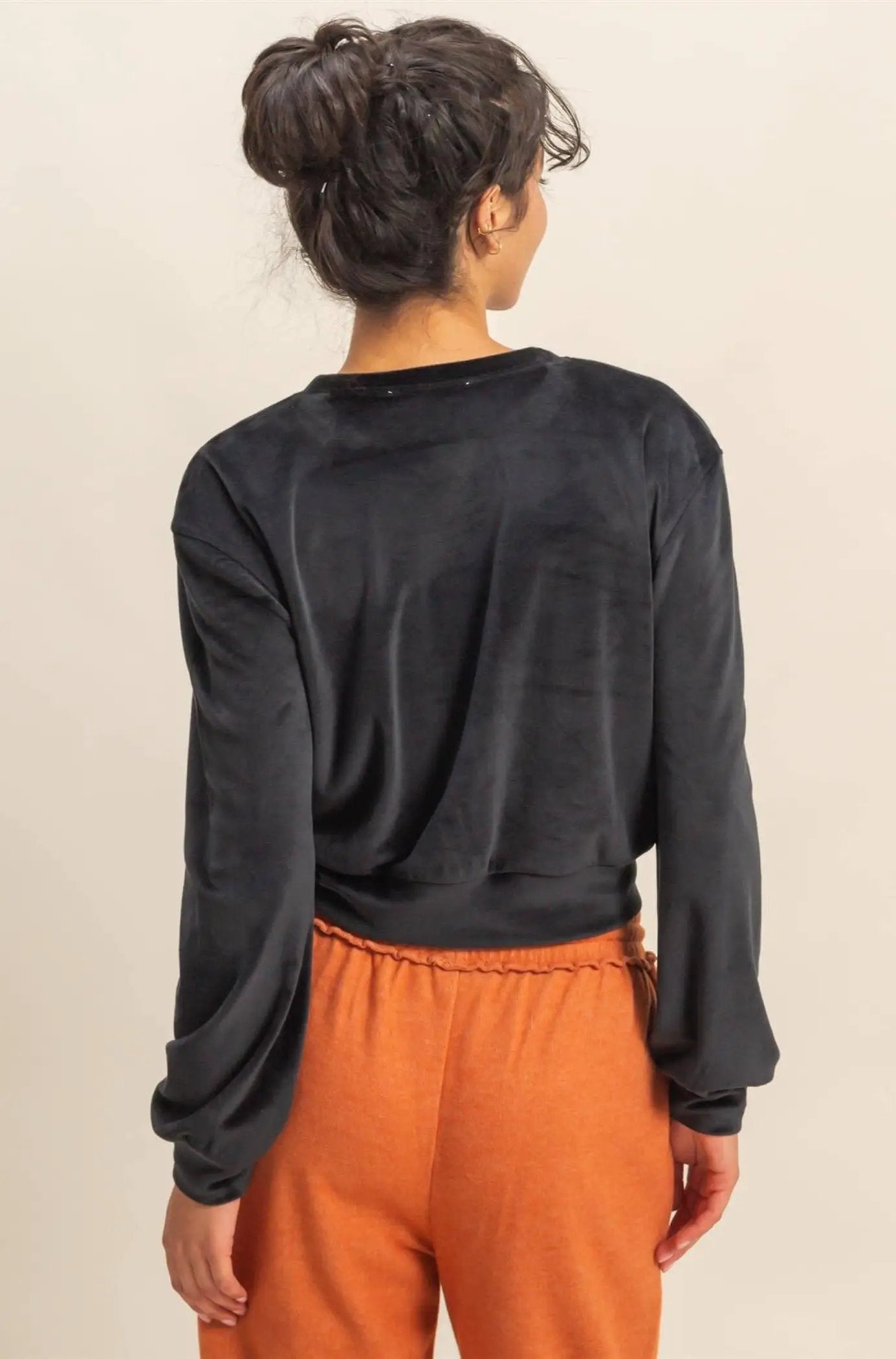 HYFVE HYFVE - Black Velvet Banded Waist Sweatshirt - Shirts