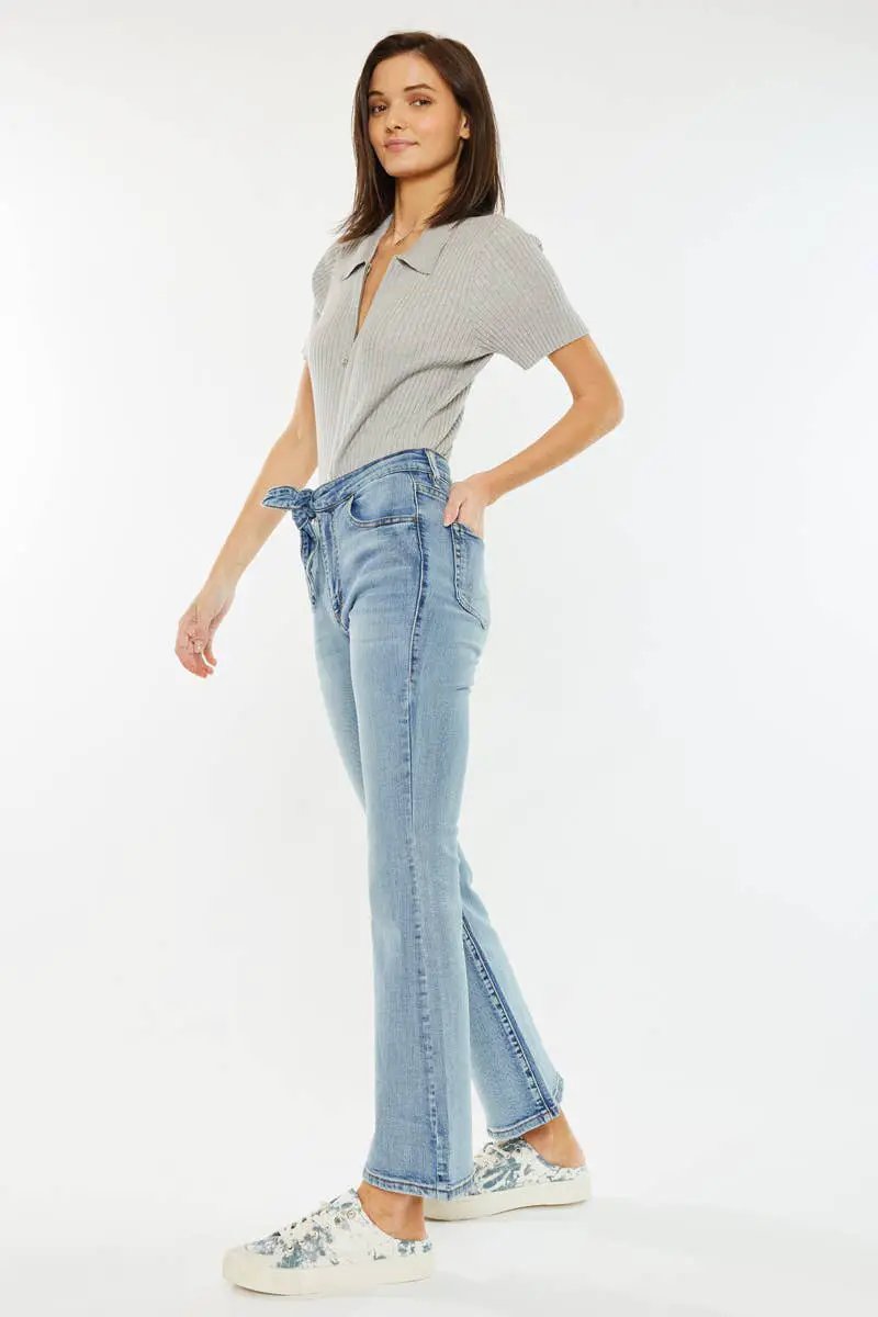 Nature Denim The Retro High Rise Flare Jeans: Light Wash - Jeans