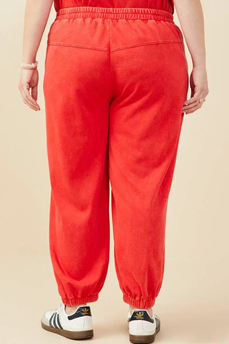 Hayden LA Hayden LA - Womens Washed Paneled Knit Joggers: Red - Joggers