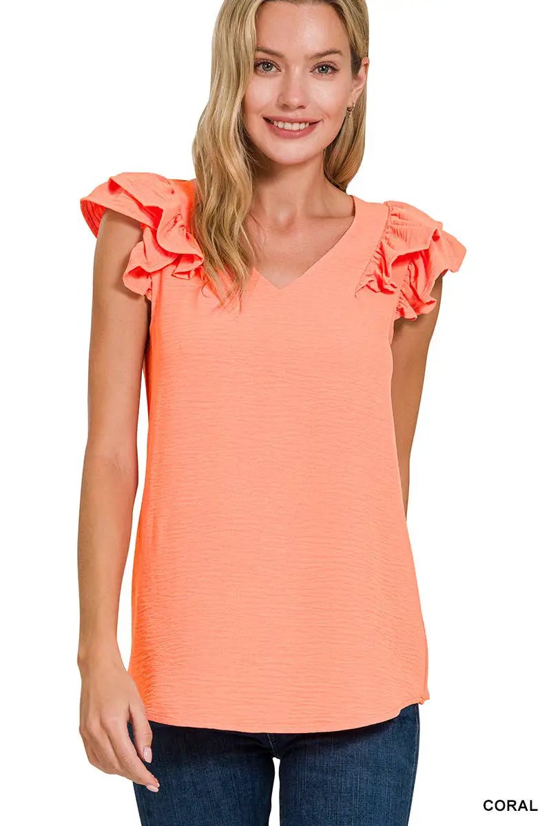 Zenana Zenana Ruffle Sleeve Blouse Collection - Blouses Ruffle Sleeve Blouse