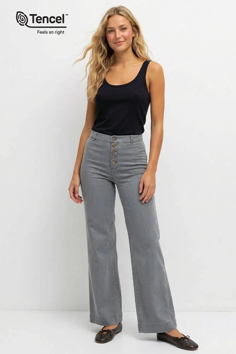 Naked Zebra The Tencel Wide-leg High Waisted Pants: Vintage Black - Pants