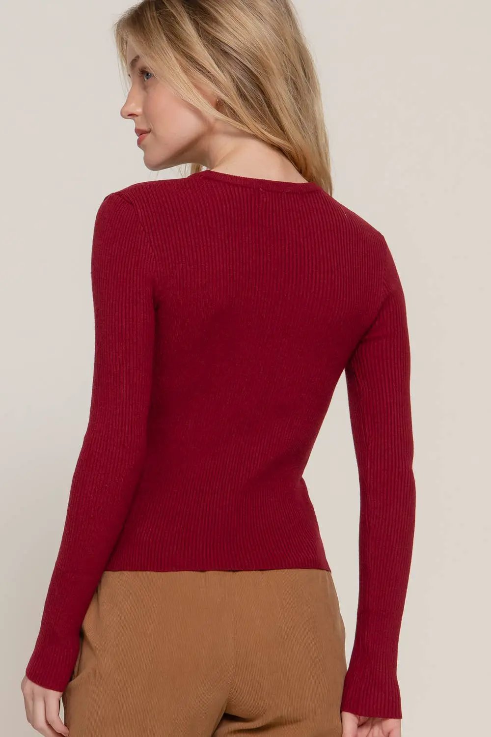 Active Basic | Active USA Active Basic | Active USA - Long Sleeve Crew Neck Viscose Rib Sweater - Sweaters