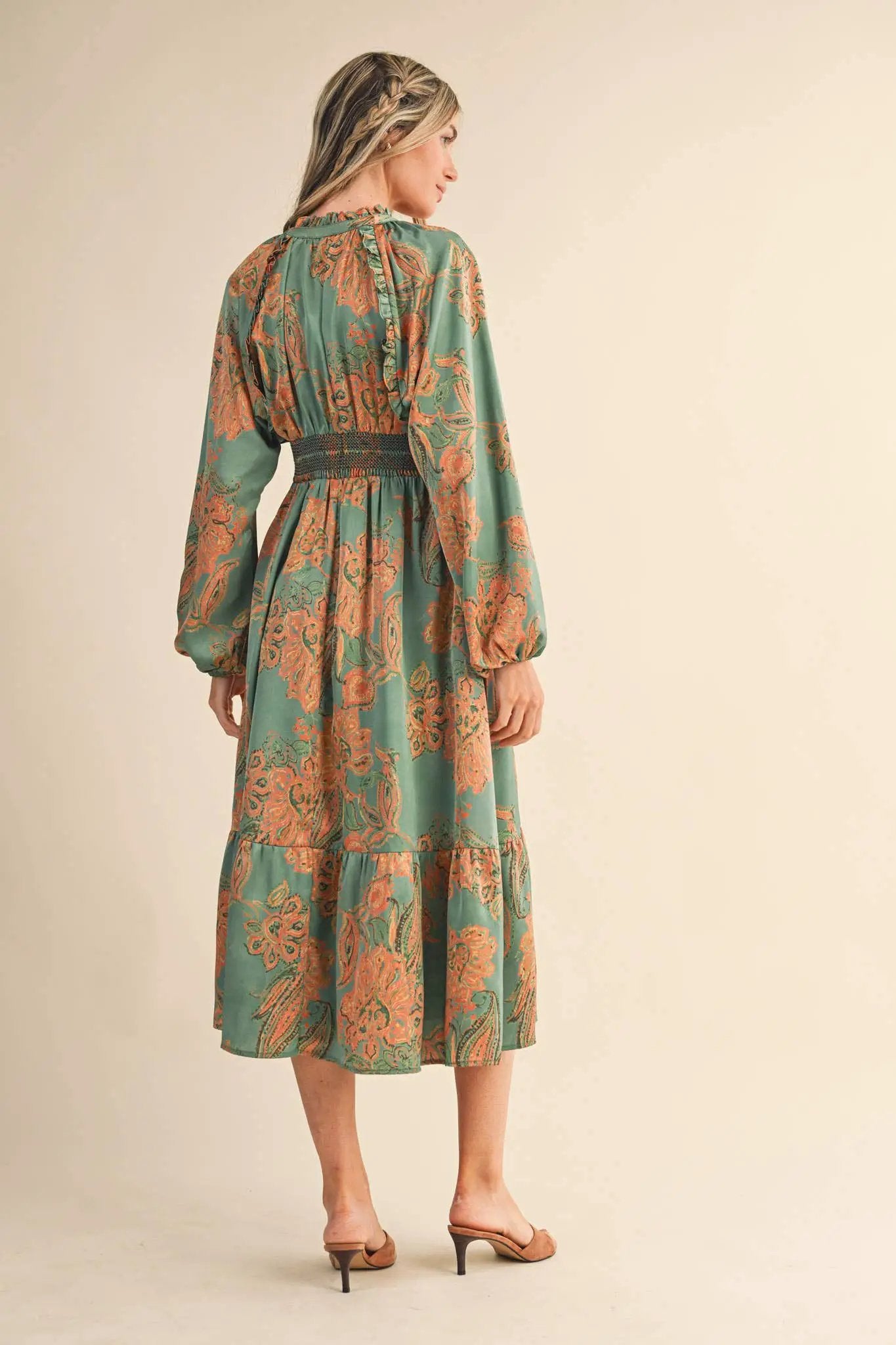 &MERCI &merci - Emerald Reverie Paisley Smocked Midi Dress - Dresses