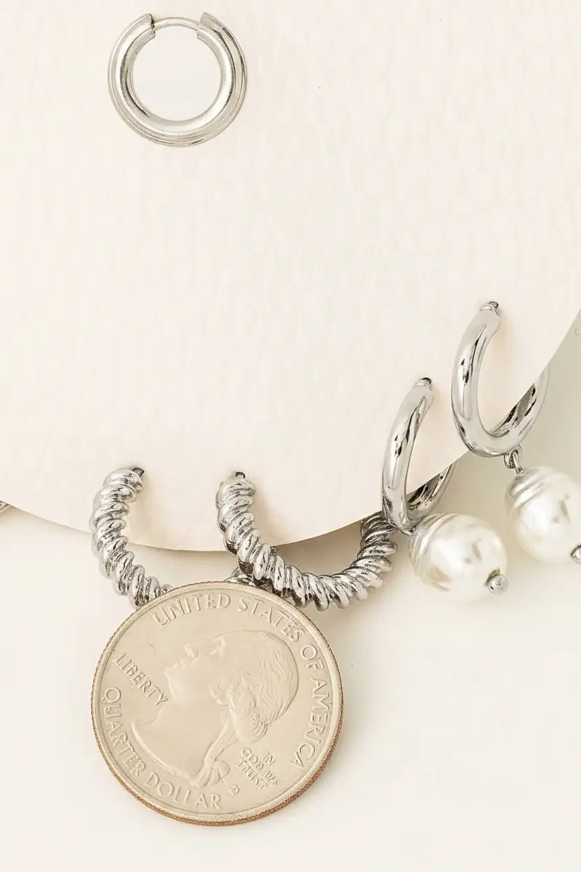 Fame Accessories Three Pair Mini Hoop Earrings Set: - Earrings