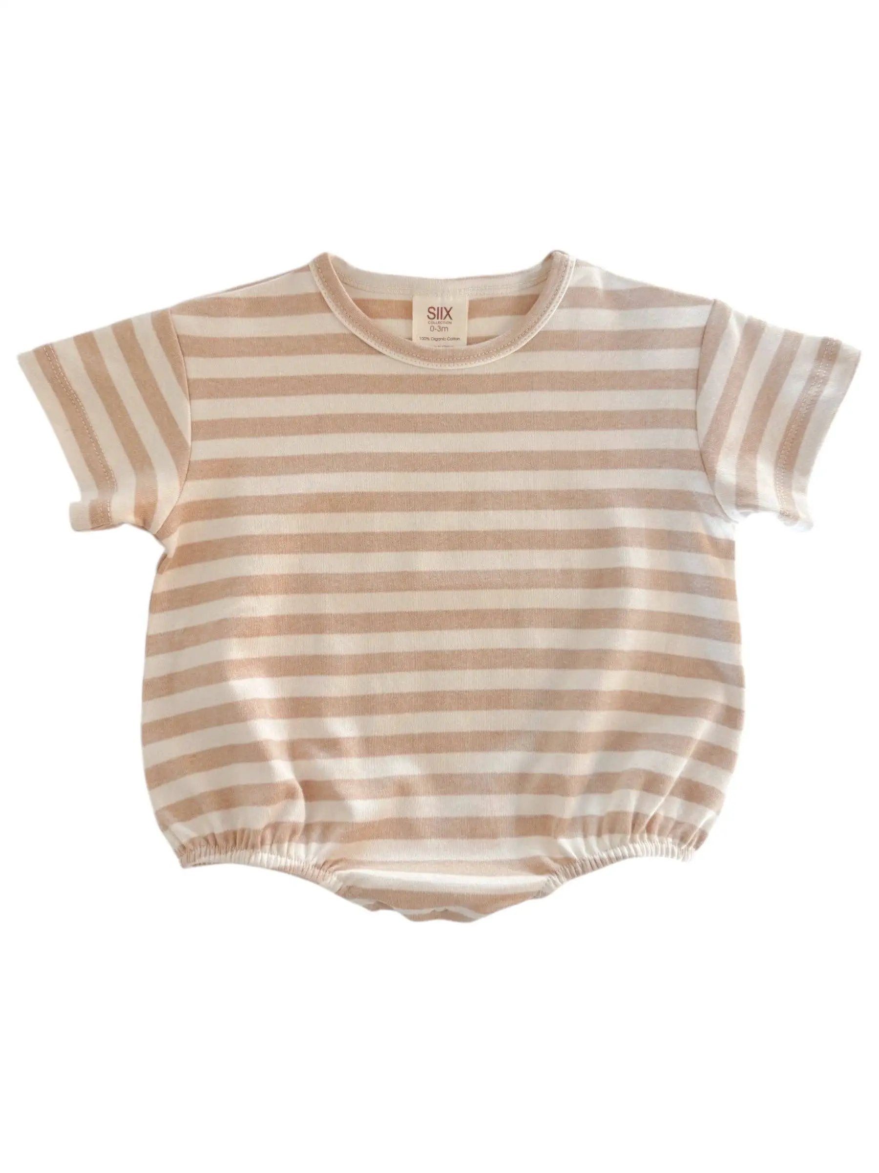 SIIX Collection SIIX Collection - Biscuit Stripe / Organic T-Shirt Bubble - Baby One-Pieces