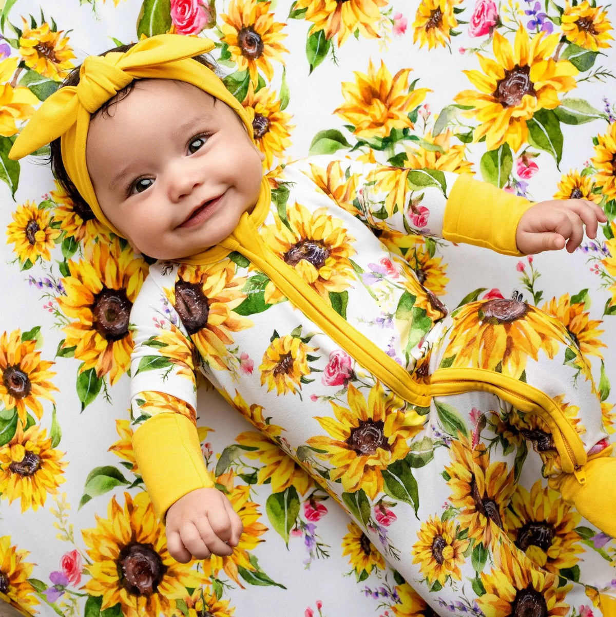 Jammie Session formerly Big Dreams Little Jammies Suns and Roses (Sunflowers) Bamboo Romper - Baby One-Pieces
