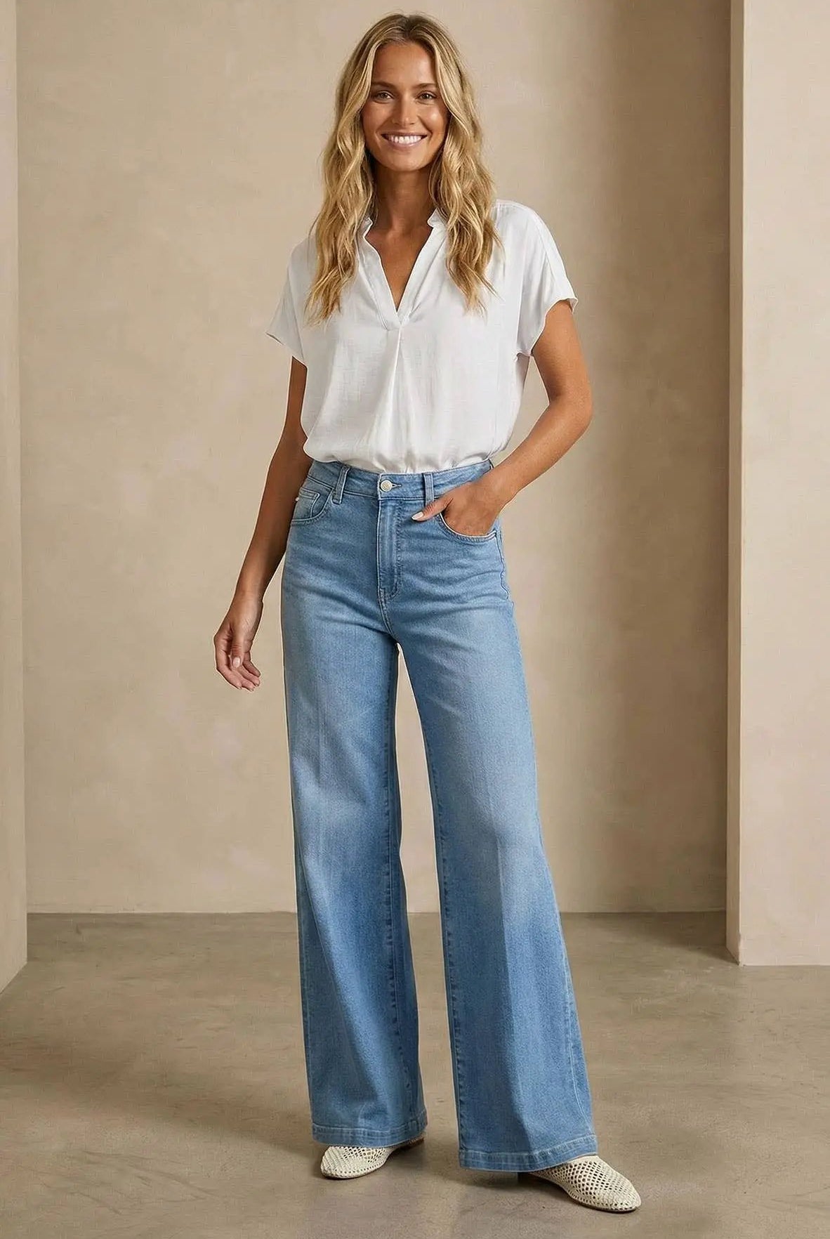 Naked Zebra The Drop Shoulder Blouse: Off White - Blouses
