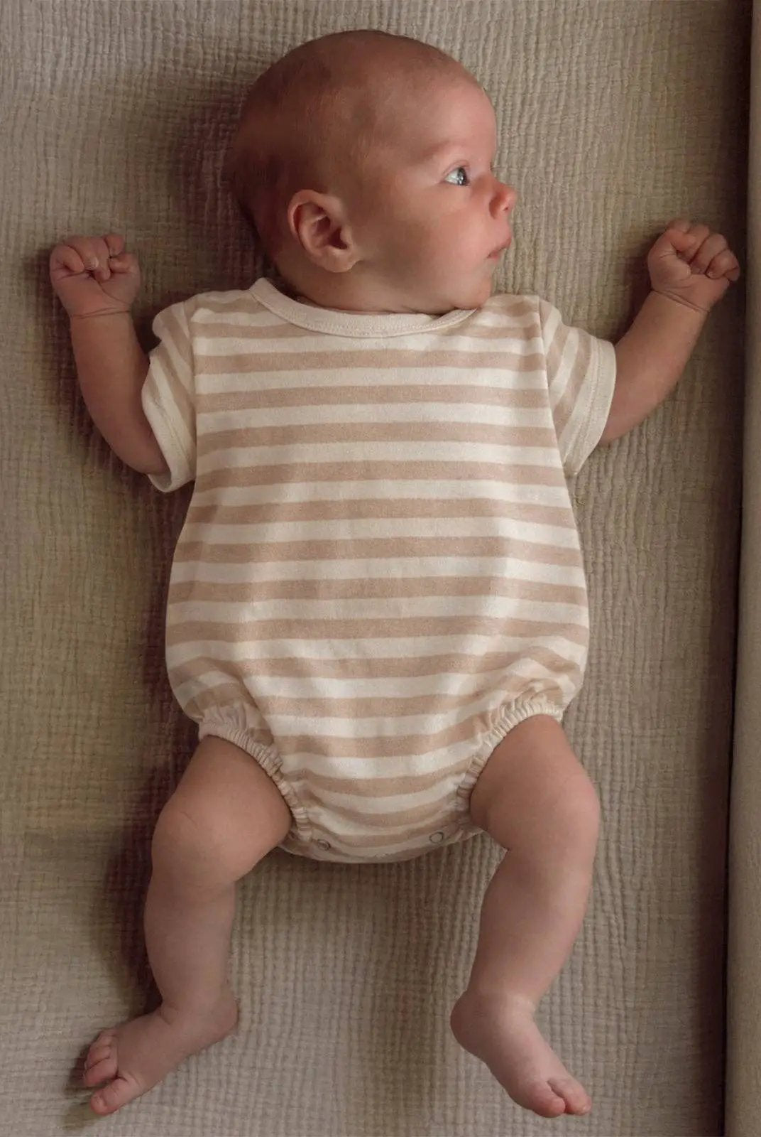 SIIX Collection SIIX Collection - Biscuit Stripe / Organic T-Shirt Bubble - Baby One-Pieces