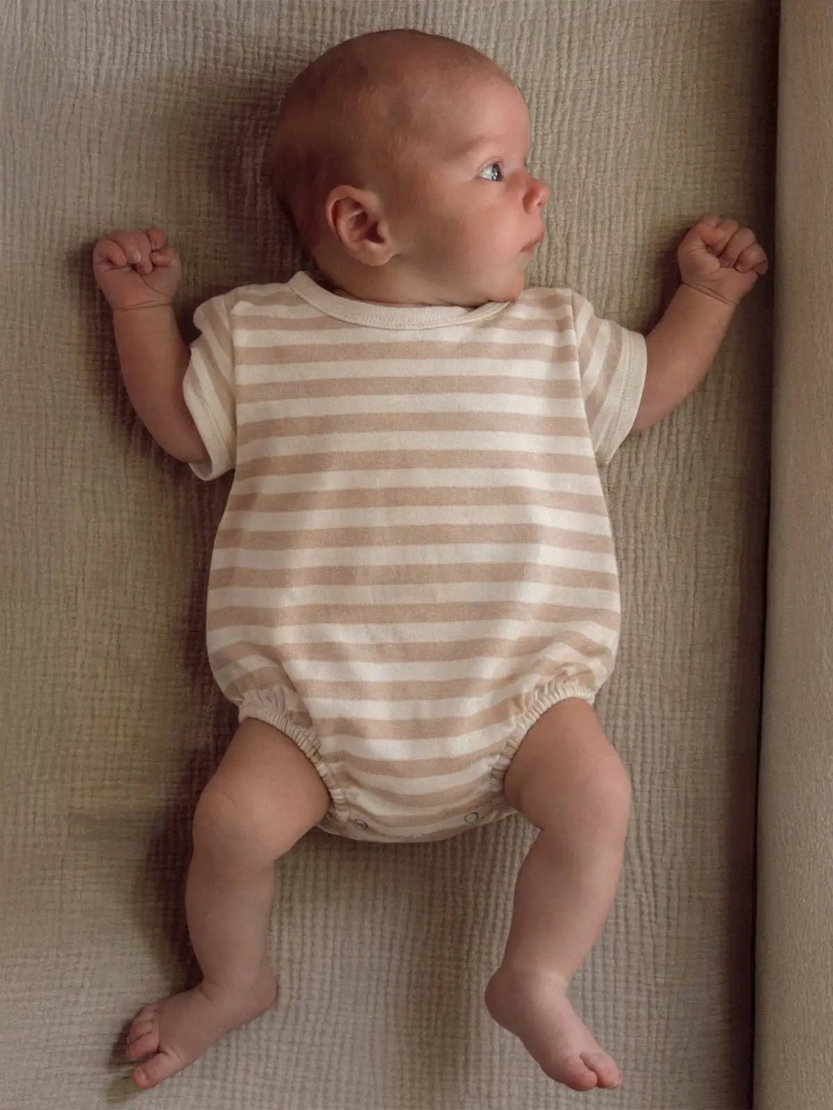 SIIX Collection SIIX Collection - Biscuit Stripe / Organic T-Shirt Bubble - Baby One-Pieces