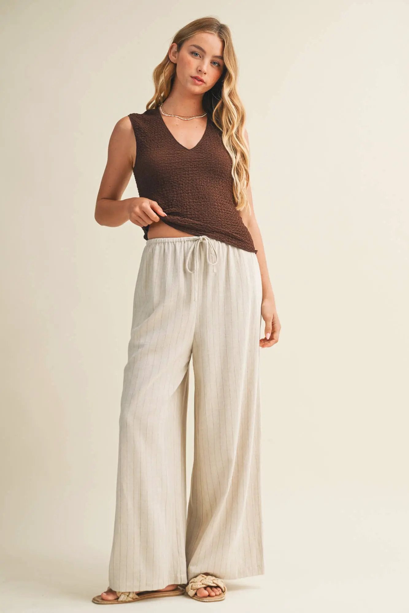 Mustard Seed Mustard Seed - Cocoa Bubble Textured Sleeveless Jersey Top - Tank Tops