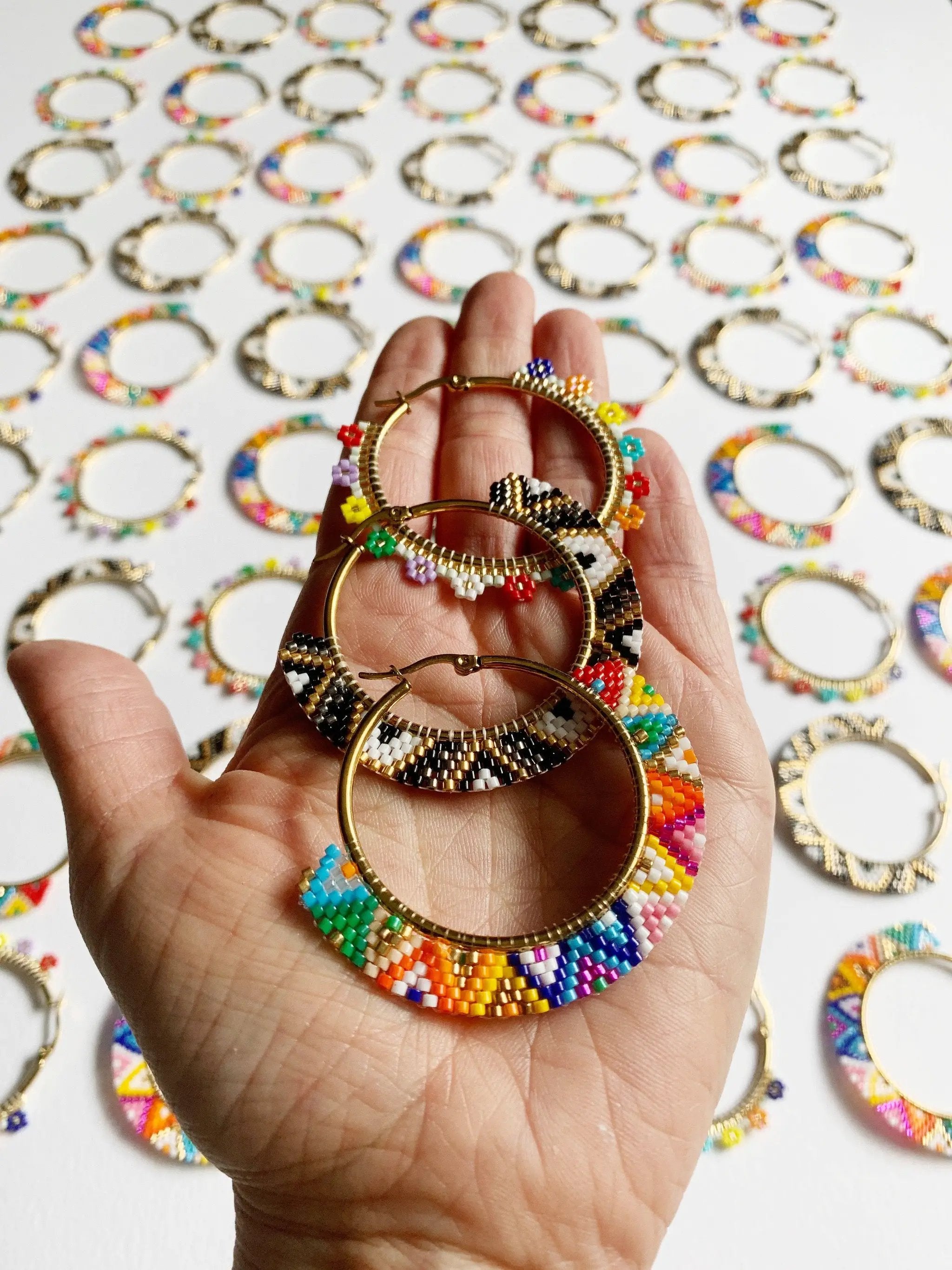 Hey Grl Hey Jewelry Beaded Hoop Earrings - Earrings