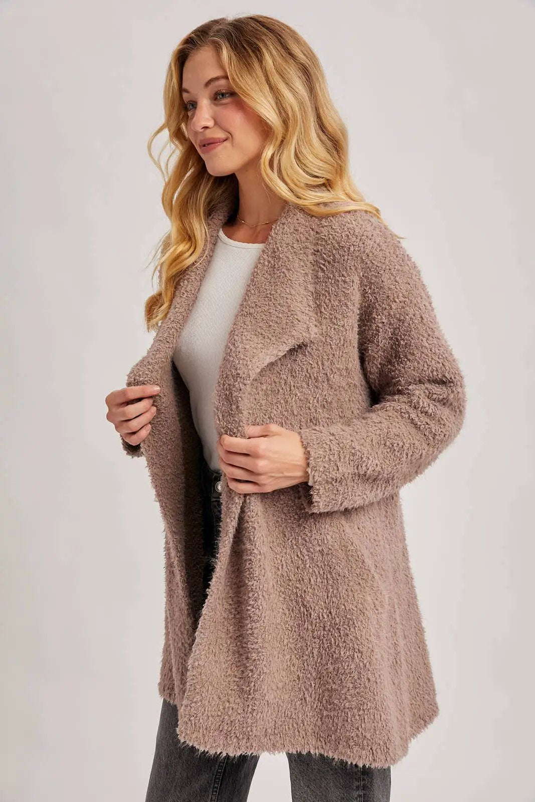 Bluivy Bluivy - Cloud Nine Fuzzy Drape-Front Cardigan - Cardigans