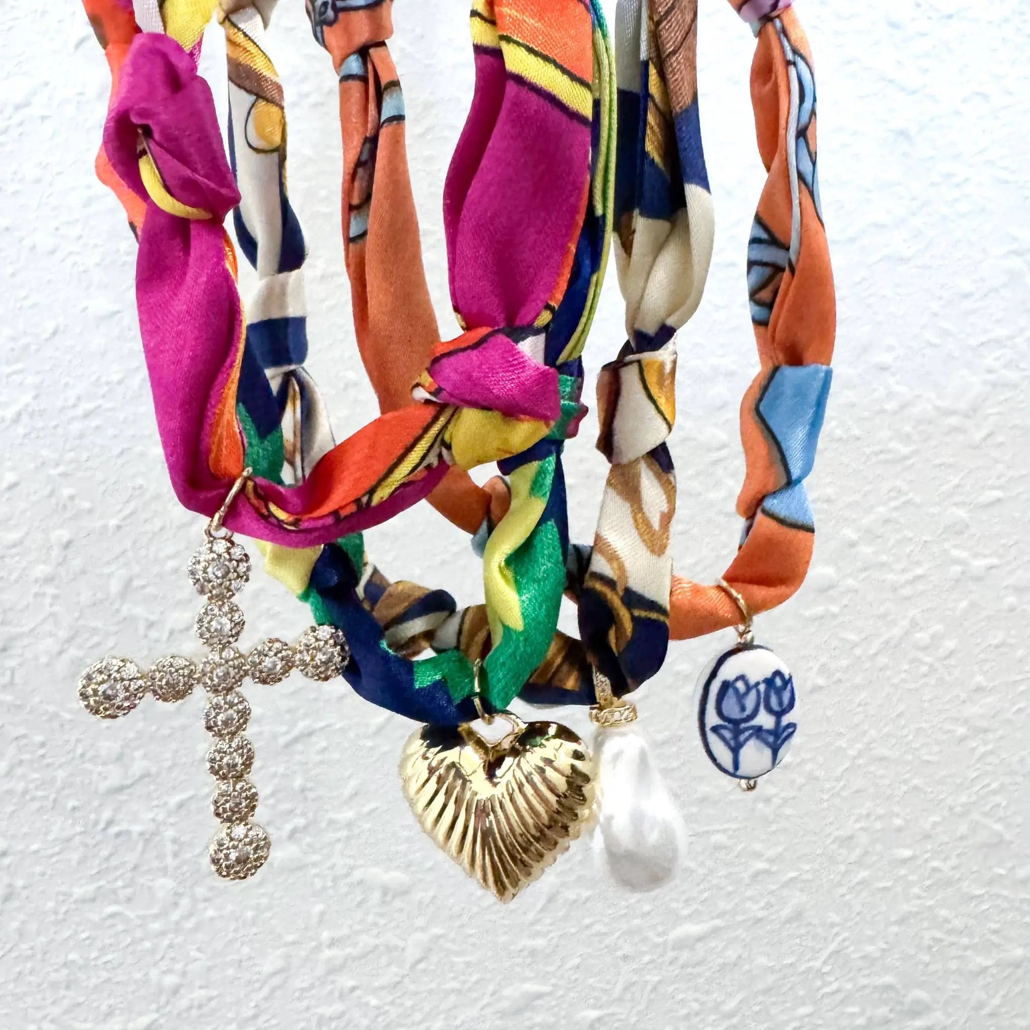 Savvy Bling Satin Scarf Charm Necklaces - Necklaces