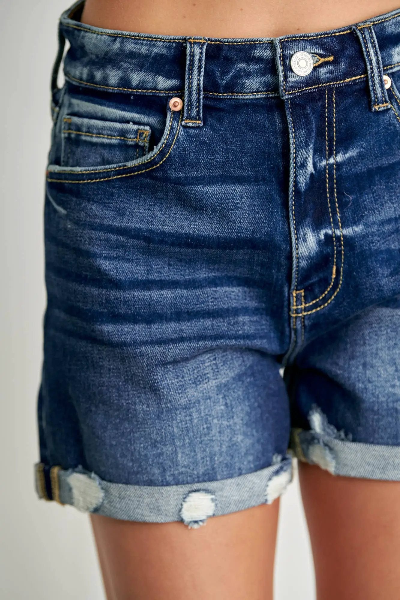 ARTEMIS VINTAGE The Artemis Vintage High Rise Double Cuffed Shorts - Denim Shorts
