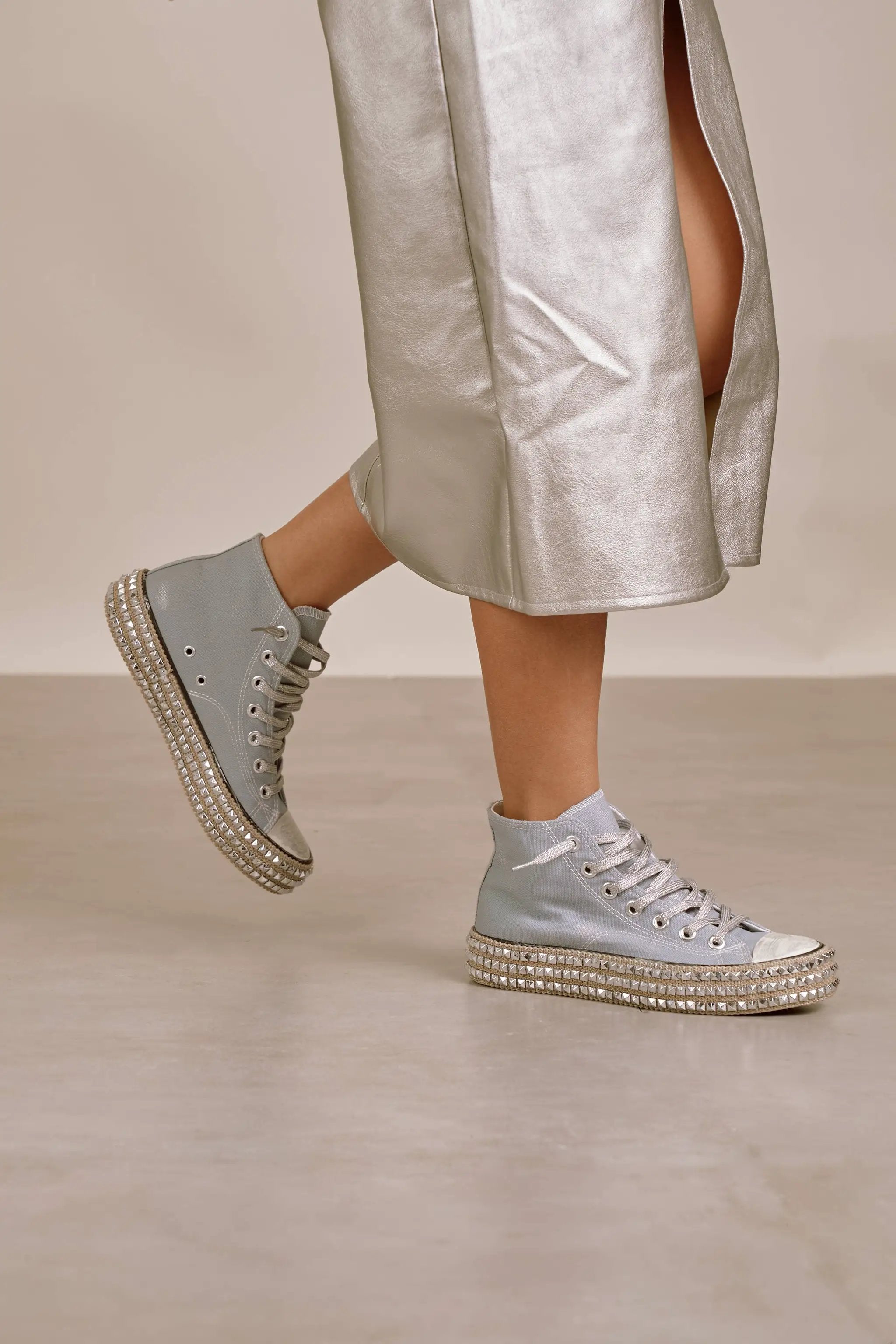 MiiM The CHANTEL High Top Bling Sole Sneakers: Light Blue - Sneakers