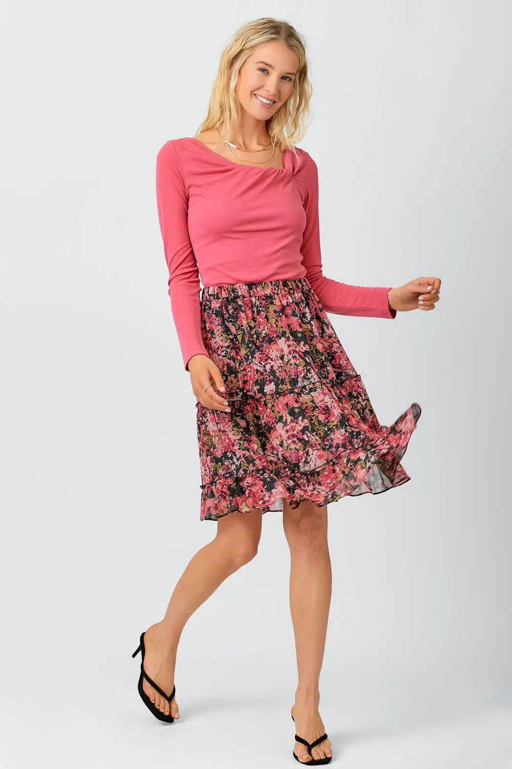 Mystree Mystree - Rosé Twist Modal Knot-Neck Top - Blouses