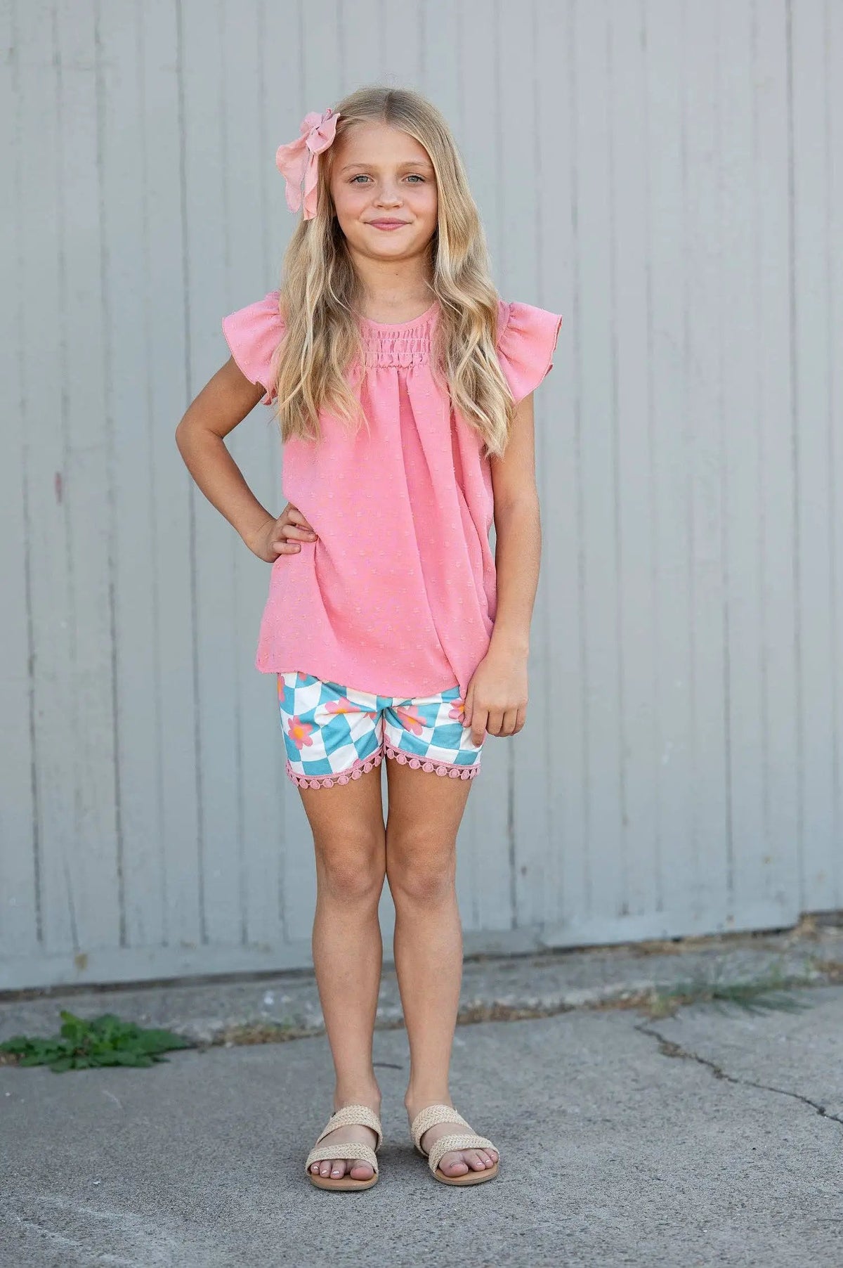 Adorable Sweetness The Pink Daisy Check Dreams Set - Outfit Sets