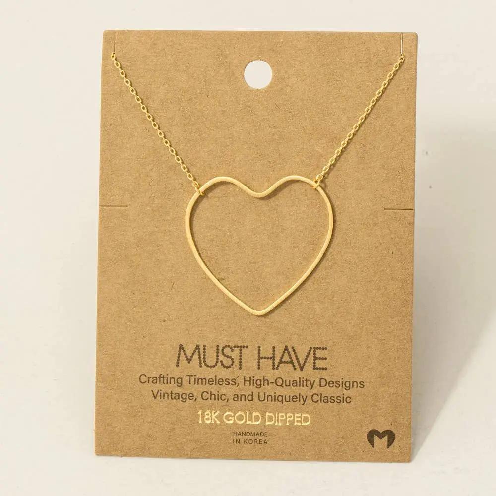 Fame Accessories The Heart Cutout Pendant Necklace: Gold - Necklaces
