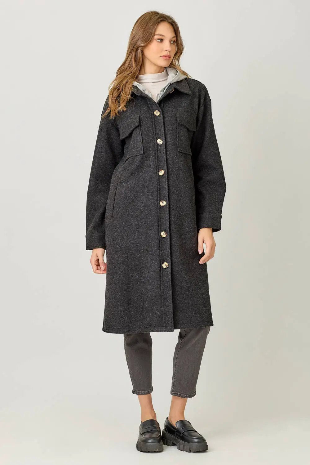 Mystree Mystree - Signature Layers Twofer Hoodie Coat - Coats & Jackets