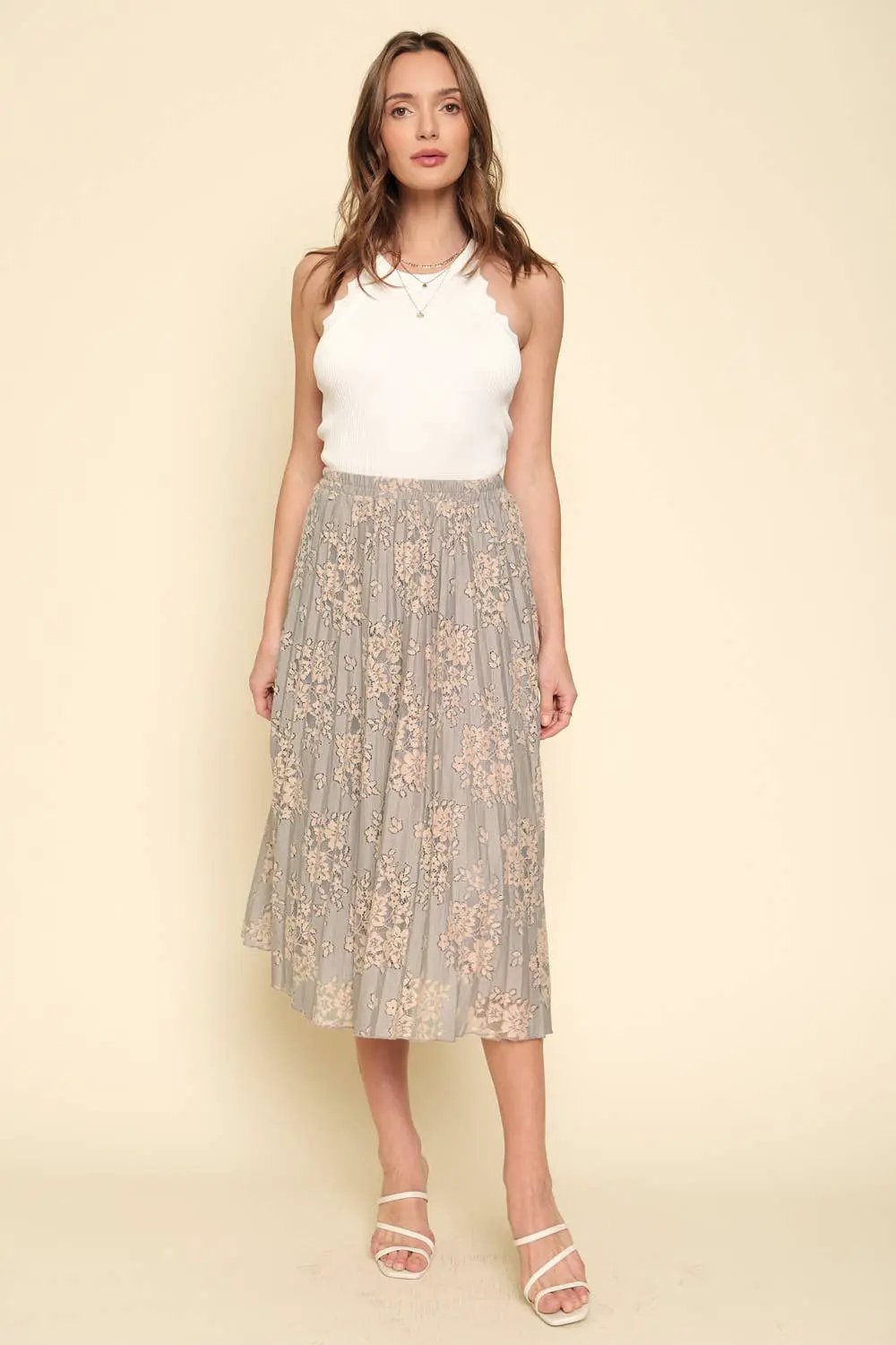 Mystree The Flower Lace Pleat Skirt - Skirts Flower lace pleat skirt