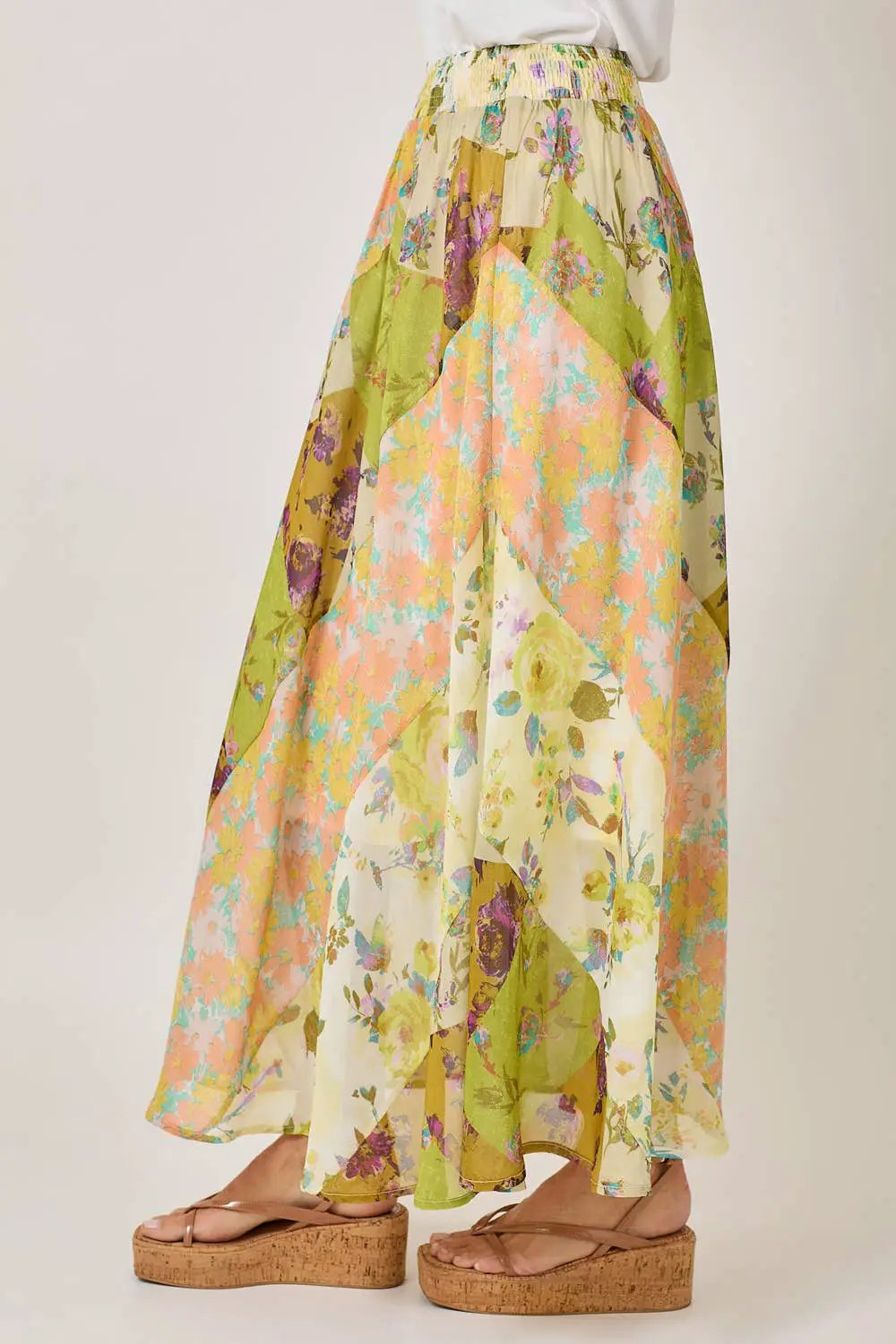 Mystree The Floral Mixed Print Skirt: Citron Mix - Skirts