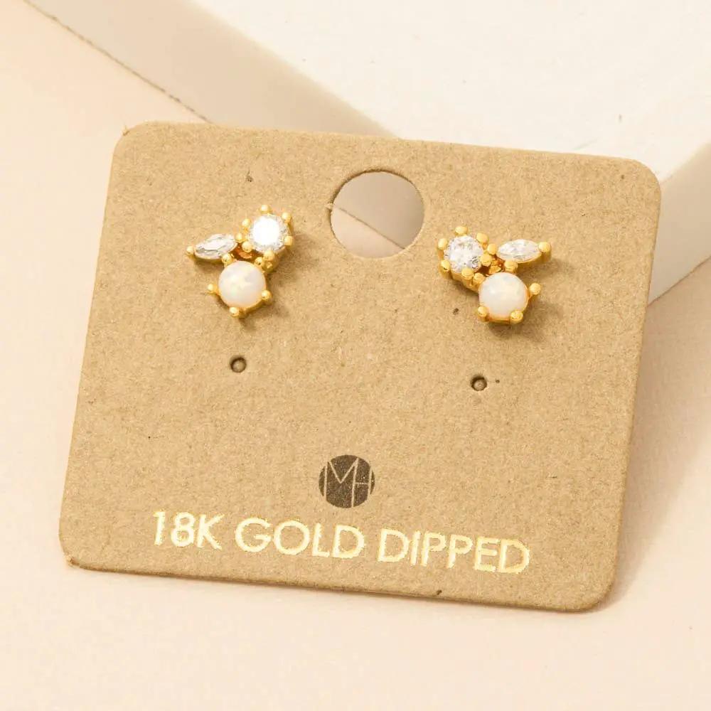 Fame Accessories The Opal Glow Trio Stud Earrings - Earrings