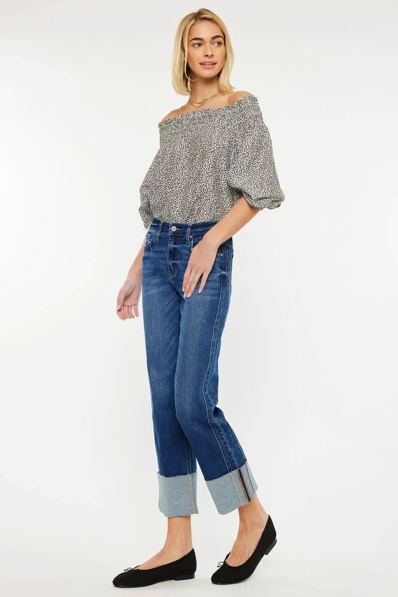 Kan Can USA KanCan Mid Rise Crop Straight Jeans - Jeans