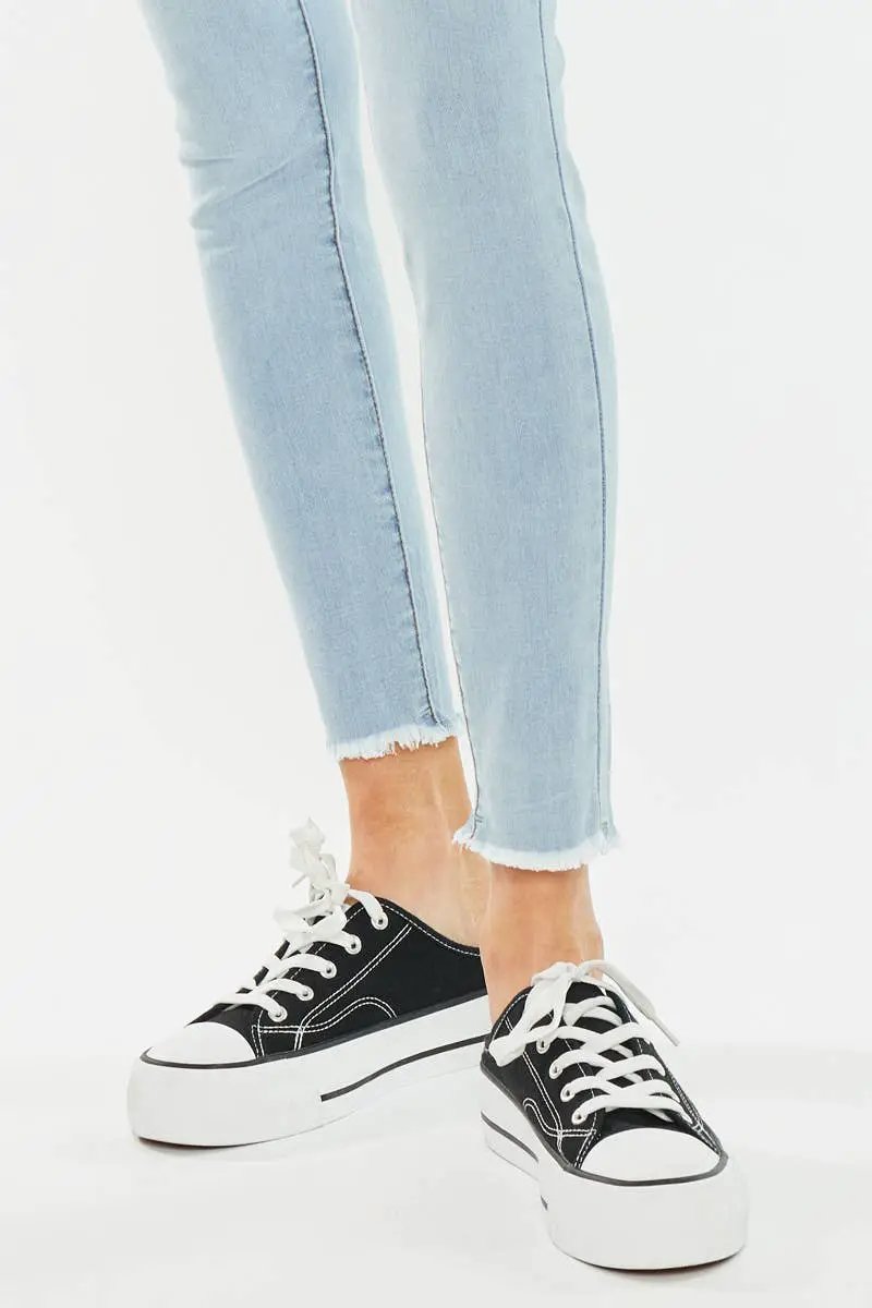 Nature Denim The High-Rise Button Fly Ankle Skinny - Light Wash - Jeans