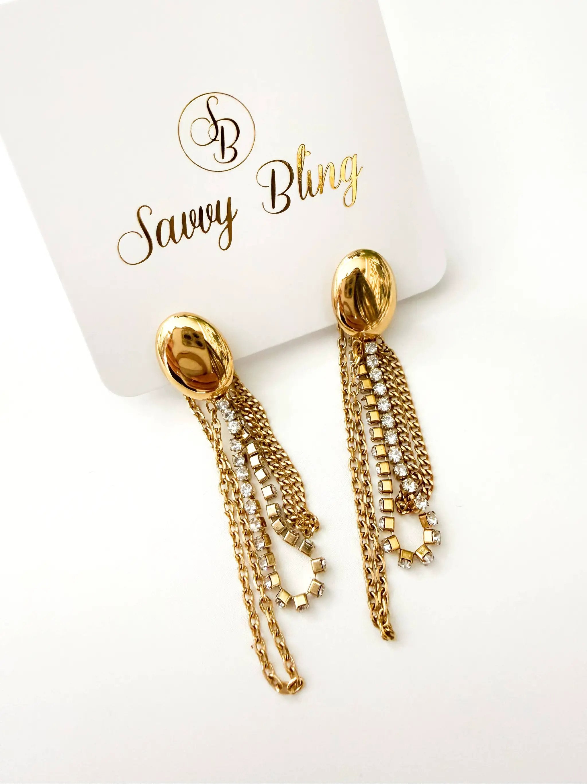 Savvy Bling The Golden Cascade Fringe Earrings (Water Resistant) - Earrings