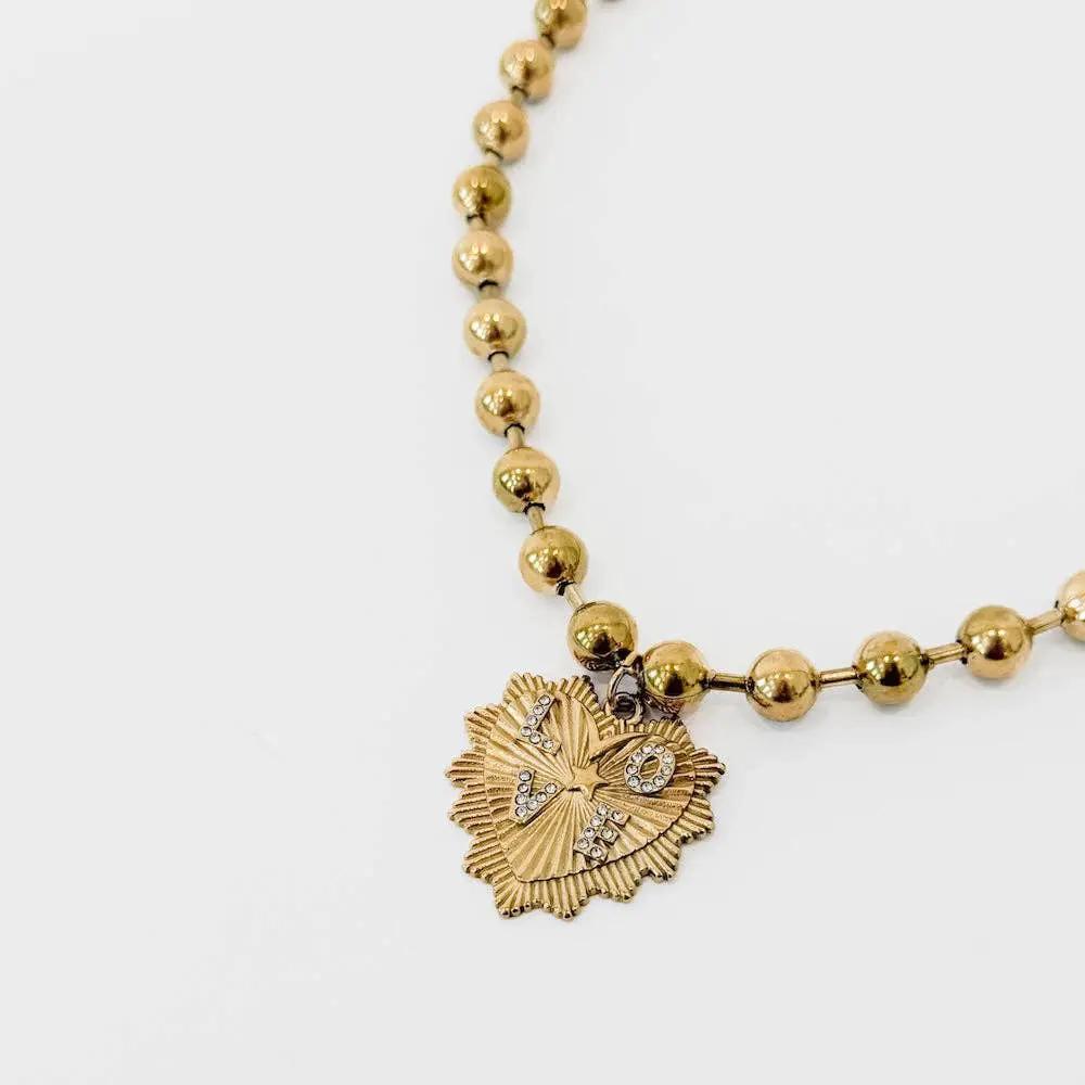 Pretty Simple The Beaded Sunburst Heart Love Pendant Necklace - WATERPROOF - Necklaces