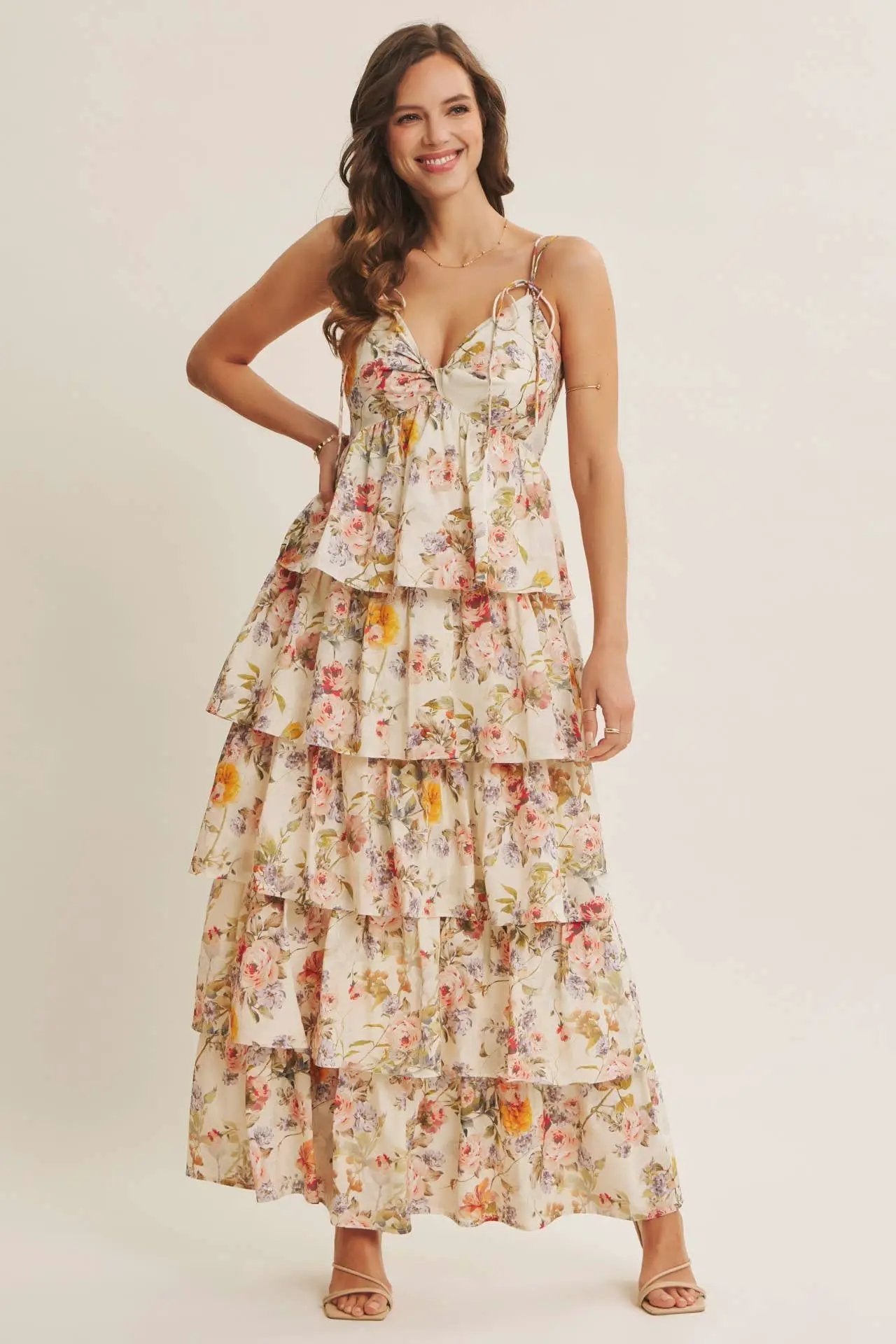 in february The Buttercream Garden Tiered Maxi Dress - Dresses