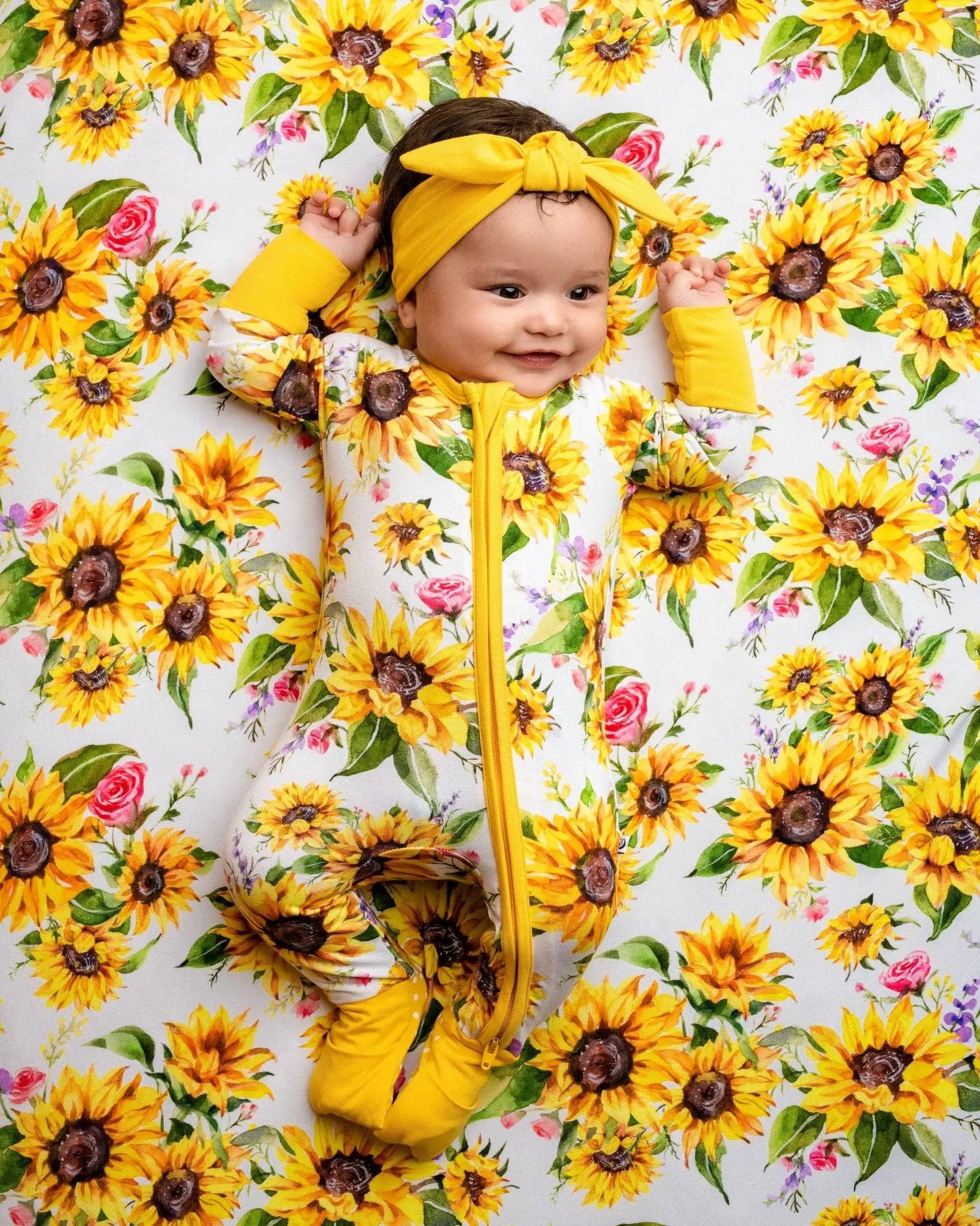 Jammie Session formerly Big Dreams Little Jammies Suns and Roses (Sunflowers) Bamboo Romper - Baby One-Pieces