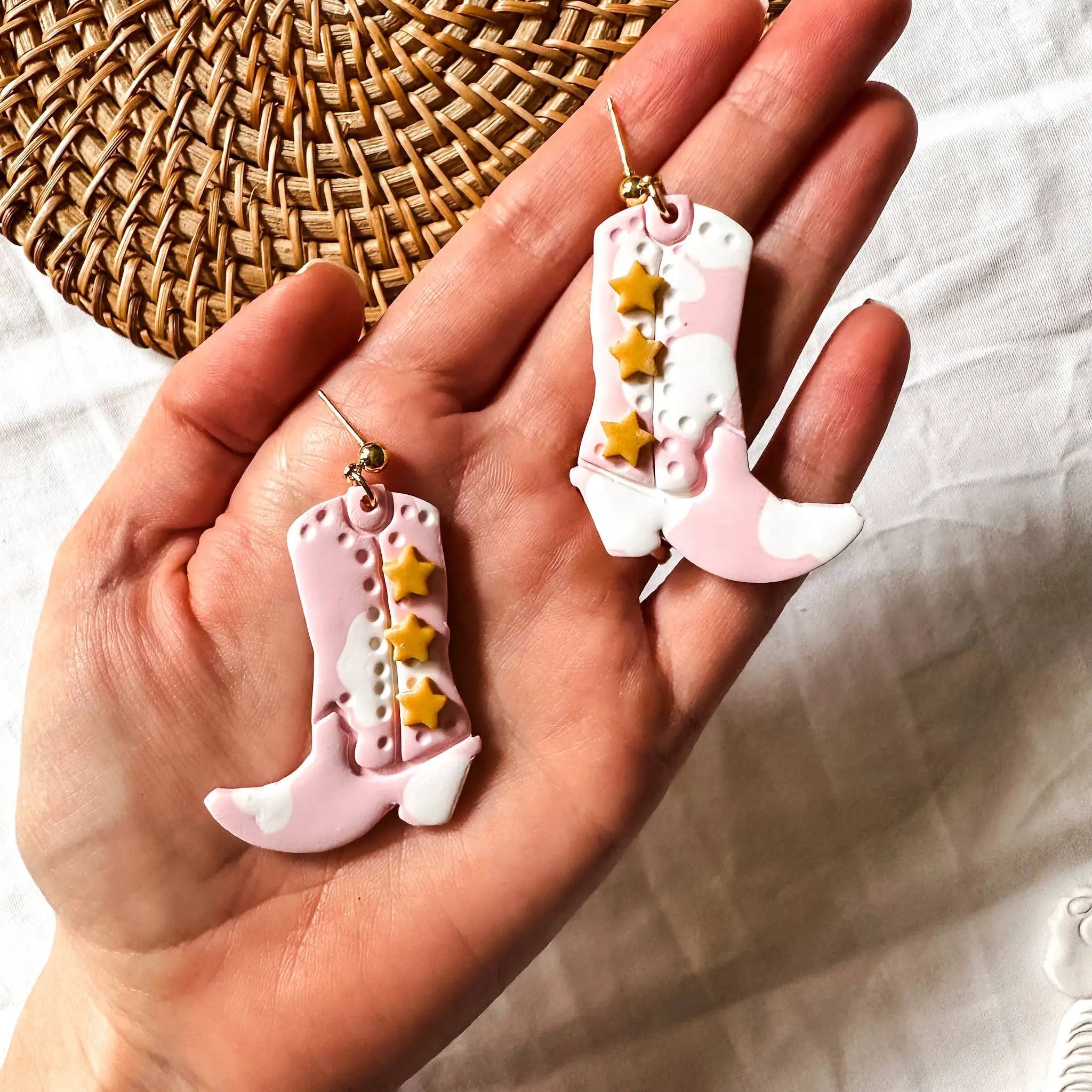 Blush and Bash Studio Blush and Bash Studio - The Nash Bash Cow Print Cowgirl Boots - Earrings