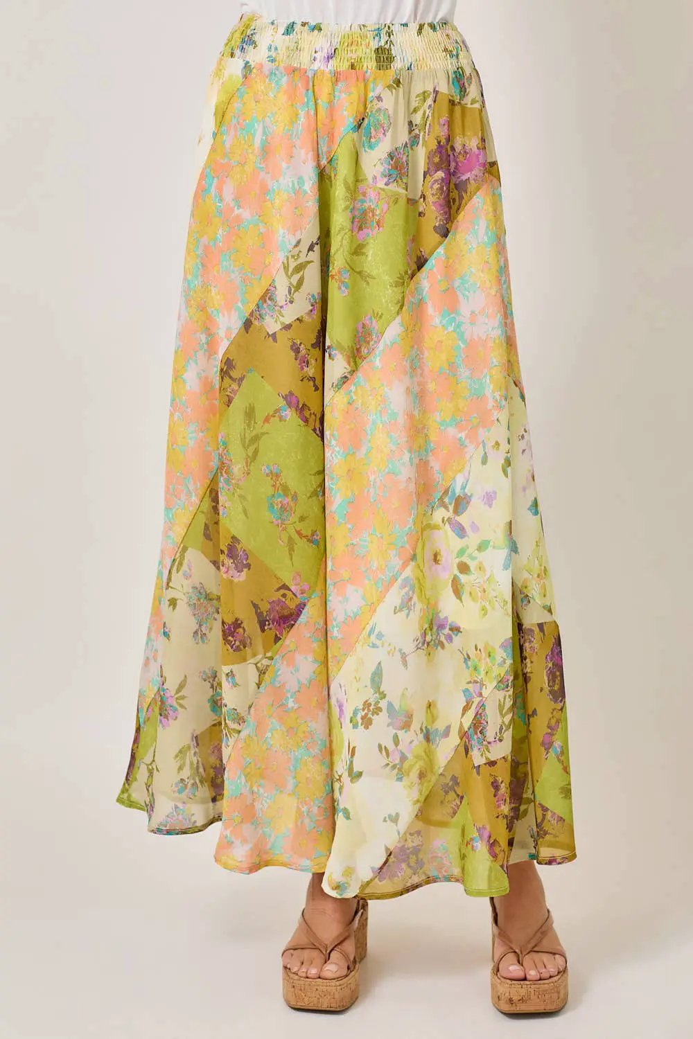 Mystree The Floral Mixed Print Skirt: Citron Mix - Skirts