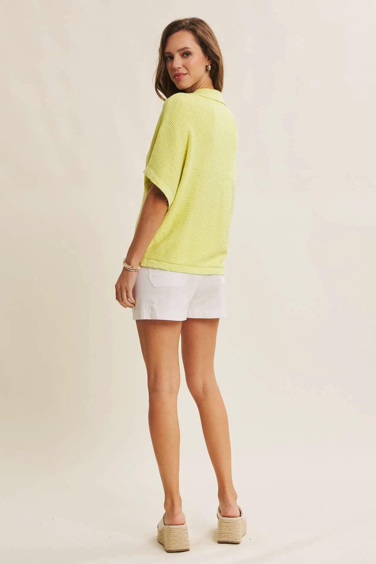 in february The Relaxed Fit Luxe Slub Knit Top – Sunny Lime - Sweaters