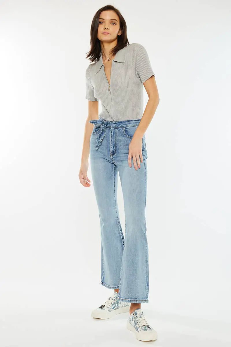 Nature Denim The Retro High Rise Flare Jeans: Light Wash - Jeans
