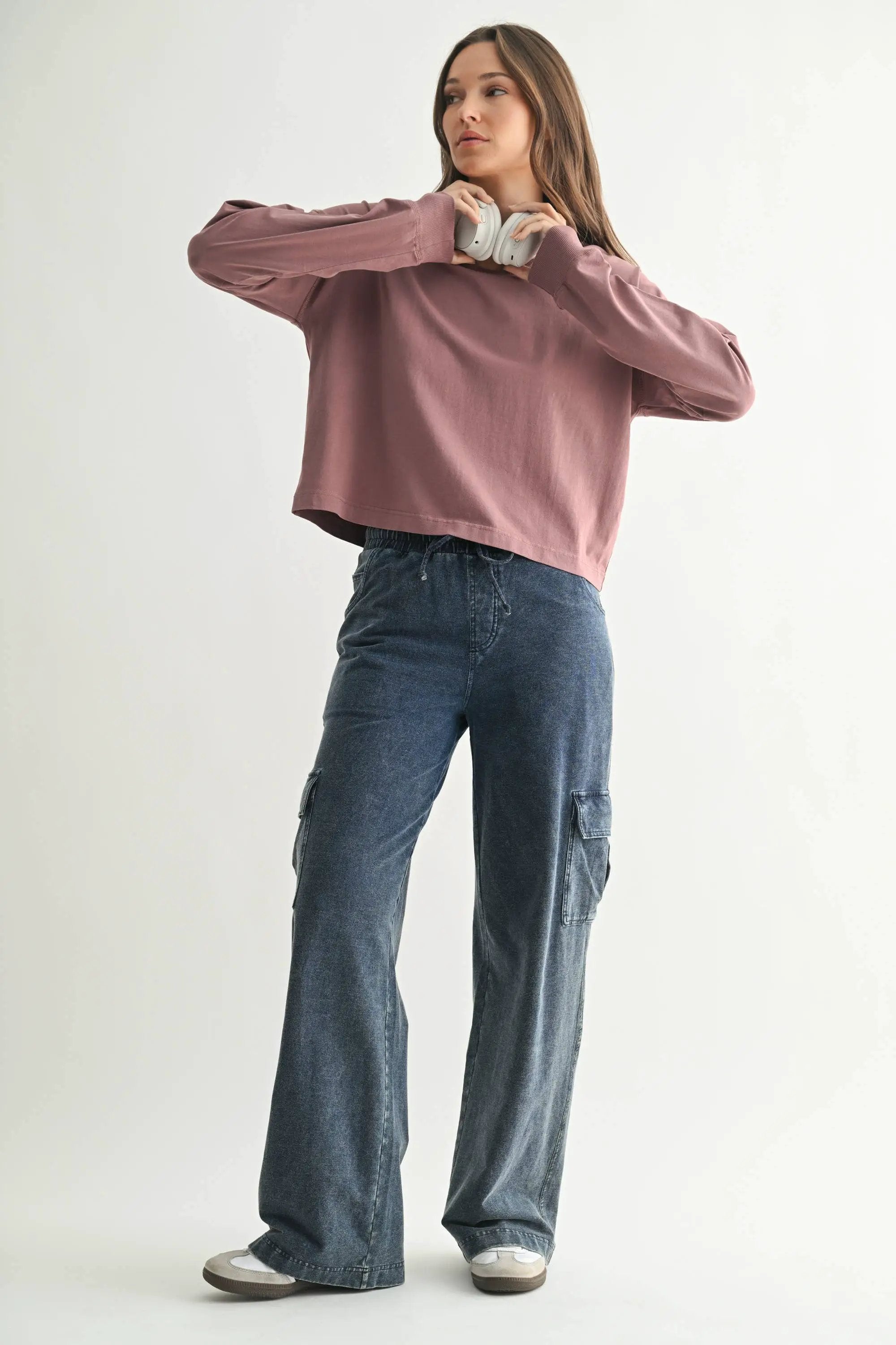 Mono B The Ridgeway Pima Cotton Long Sleeve Top in Rose Taupe - Shirts Mono B - Ridgeway Pima Cotton Long Sleeve