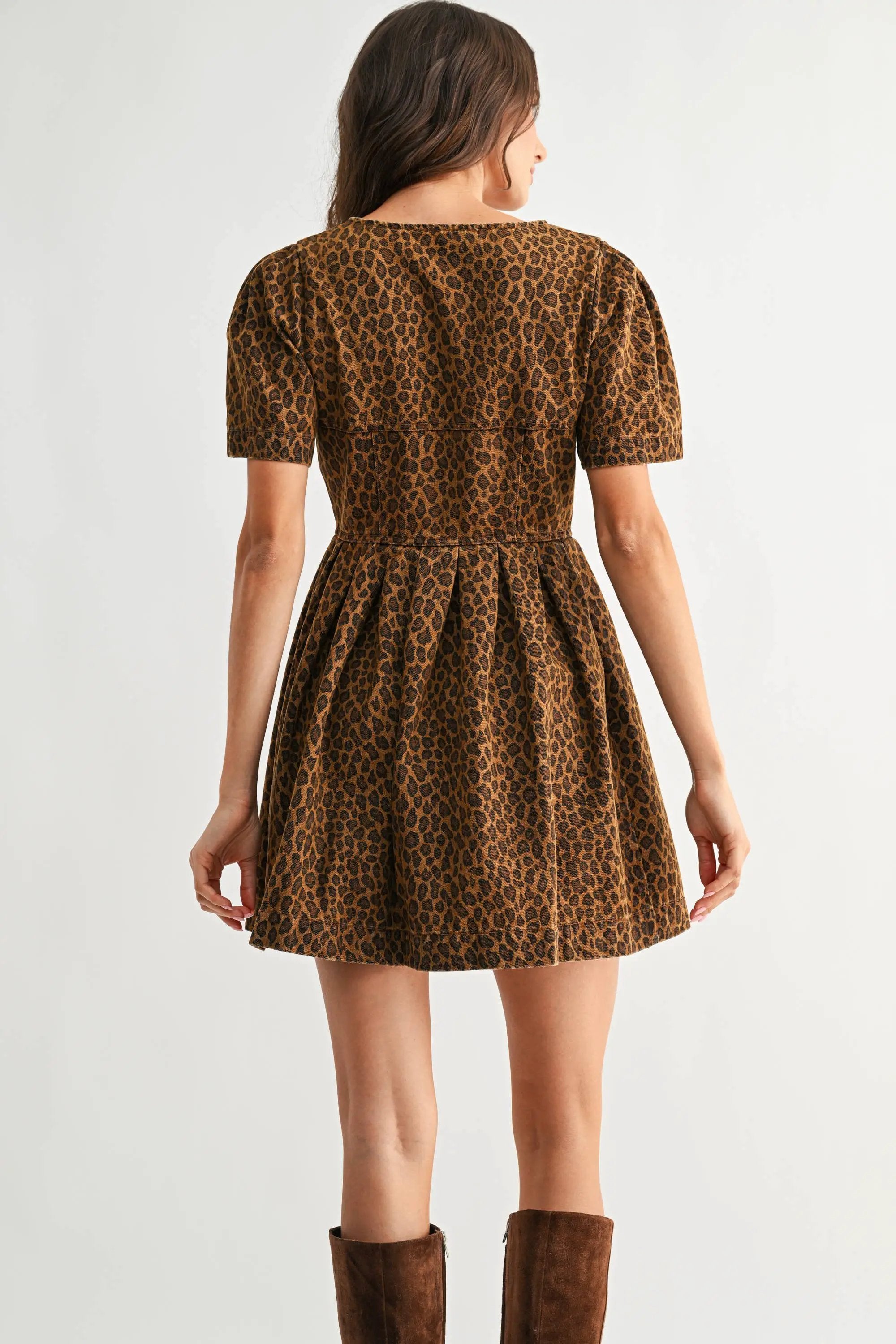 Camellia The Untamed Grace Leopard Button-Front Mini Dress - Dresses dress