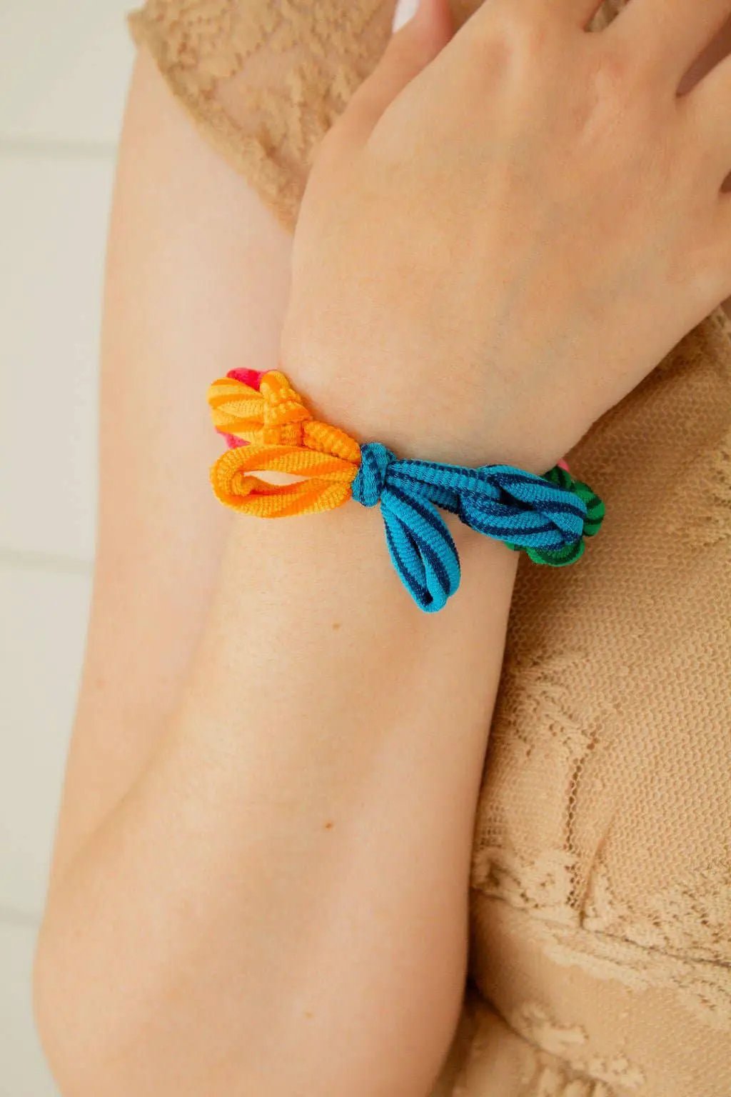 Shop ANDi The Chunky Looped Hair Tie: Rainbow - Ponytail Holders chunky looped hair tie